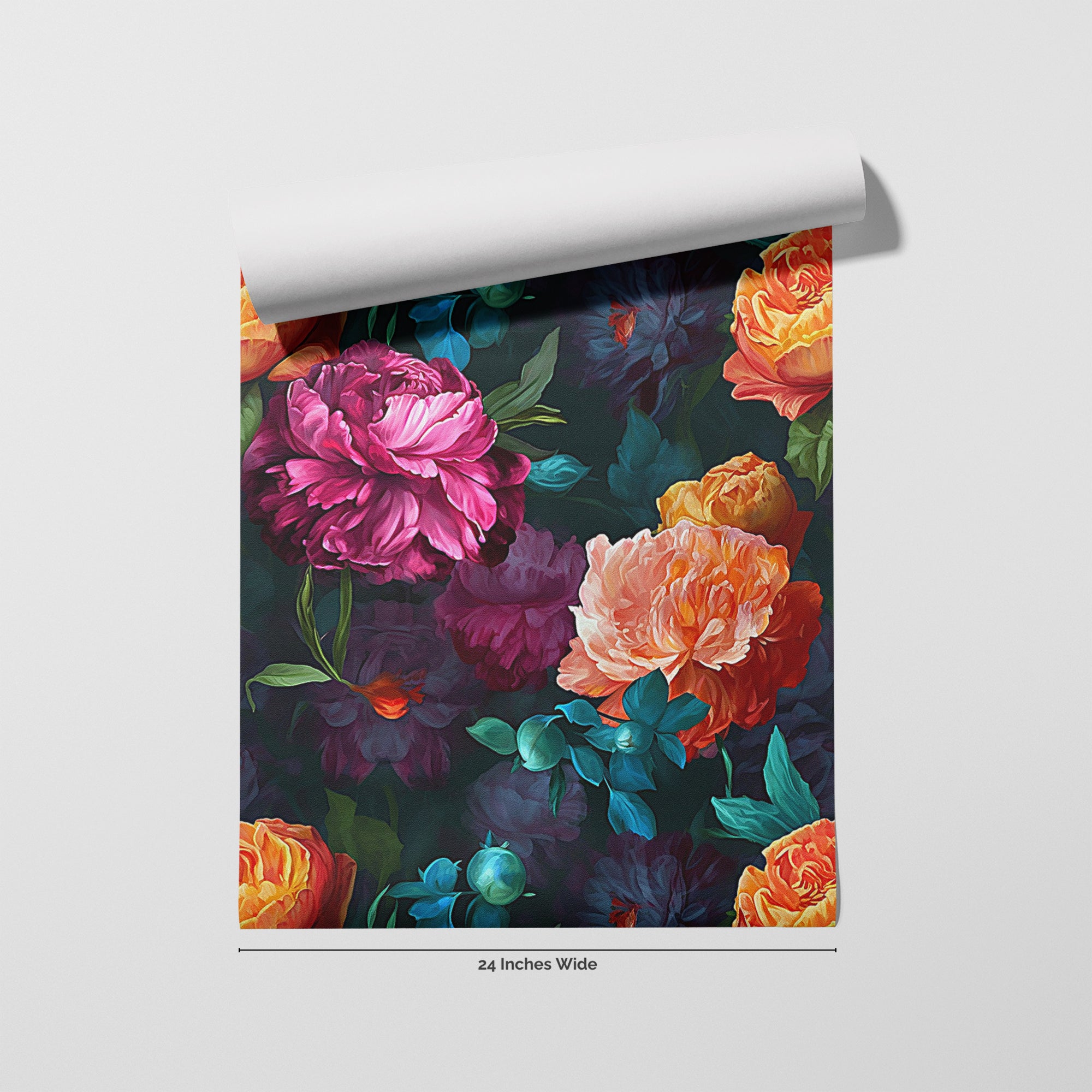 Dusk Peony wallpaper roll, 24 inches wide