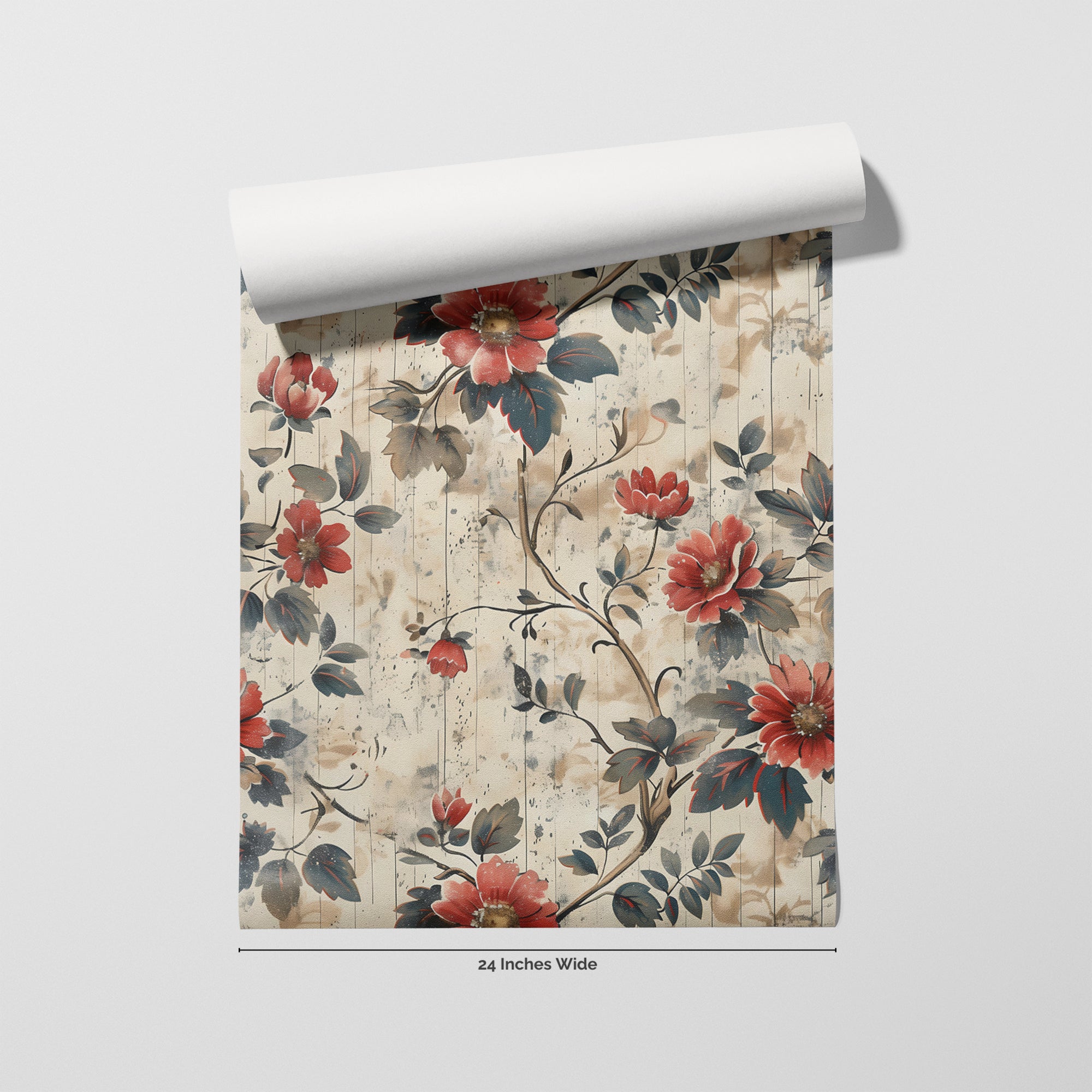 Rustic Rose wallpaper roll, 24 inches wide