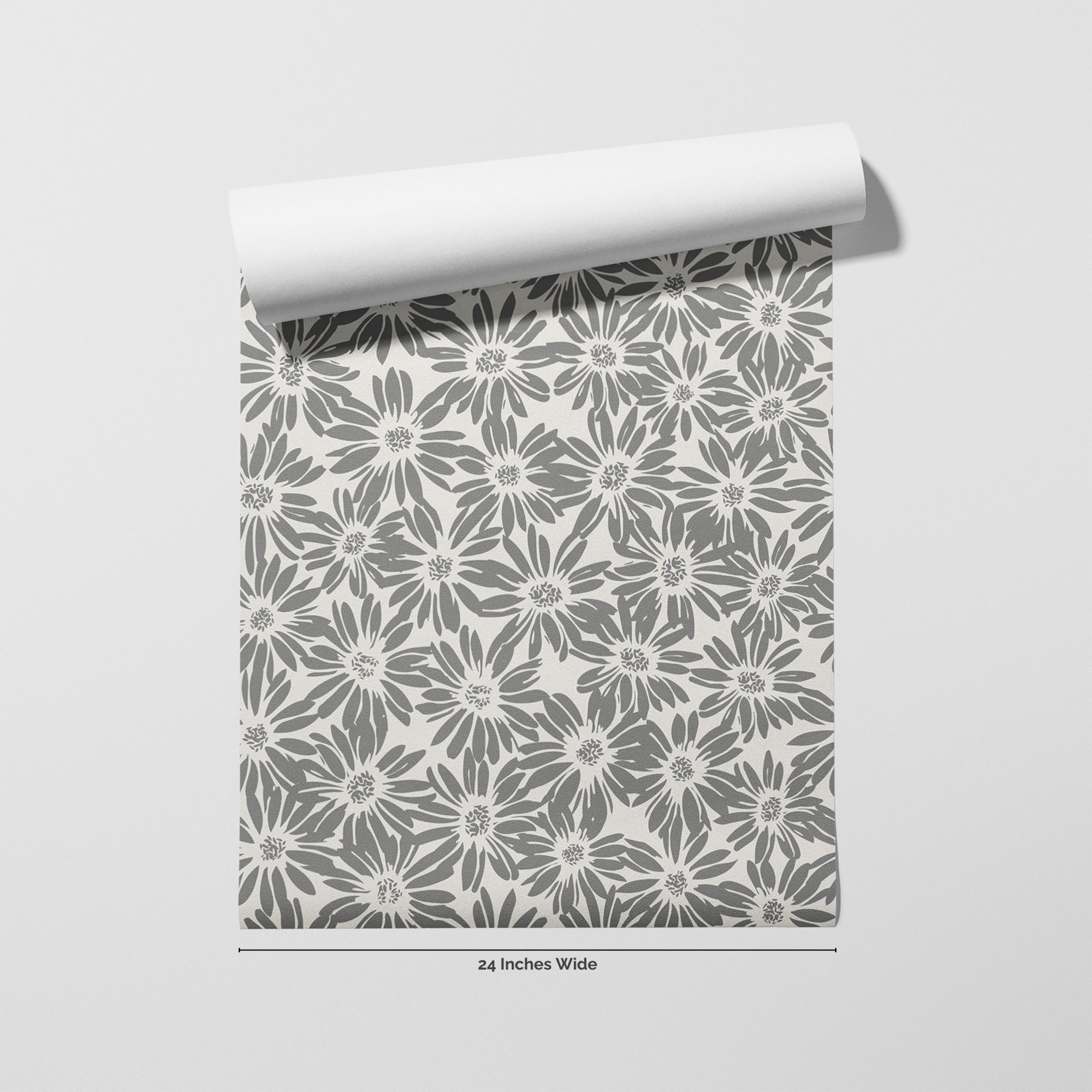 Dove Daisy wallpaper roll, 24 inches wide