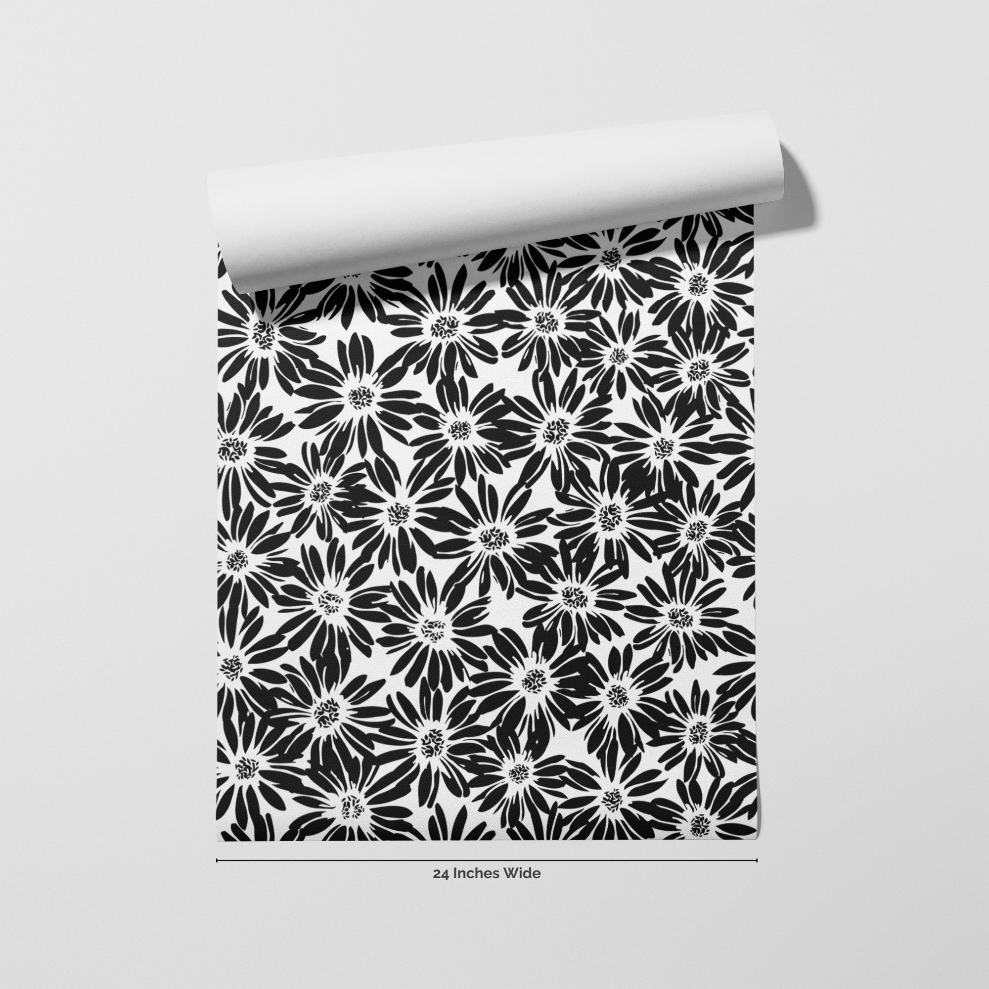 Daisy Noir wallpaper roll, 24 inches wide