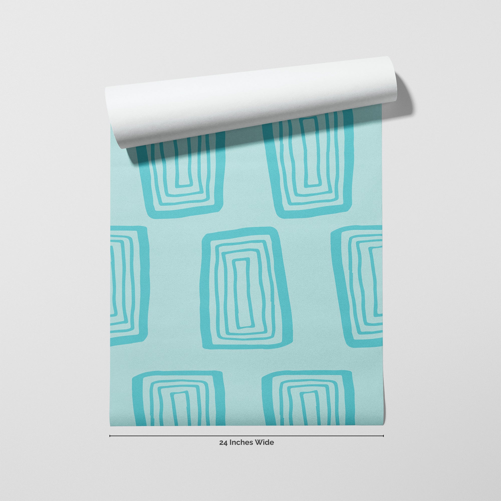 Aqua Blocks wallpaper roll, 24 inches wide