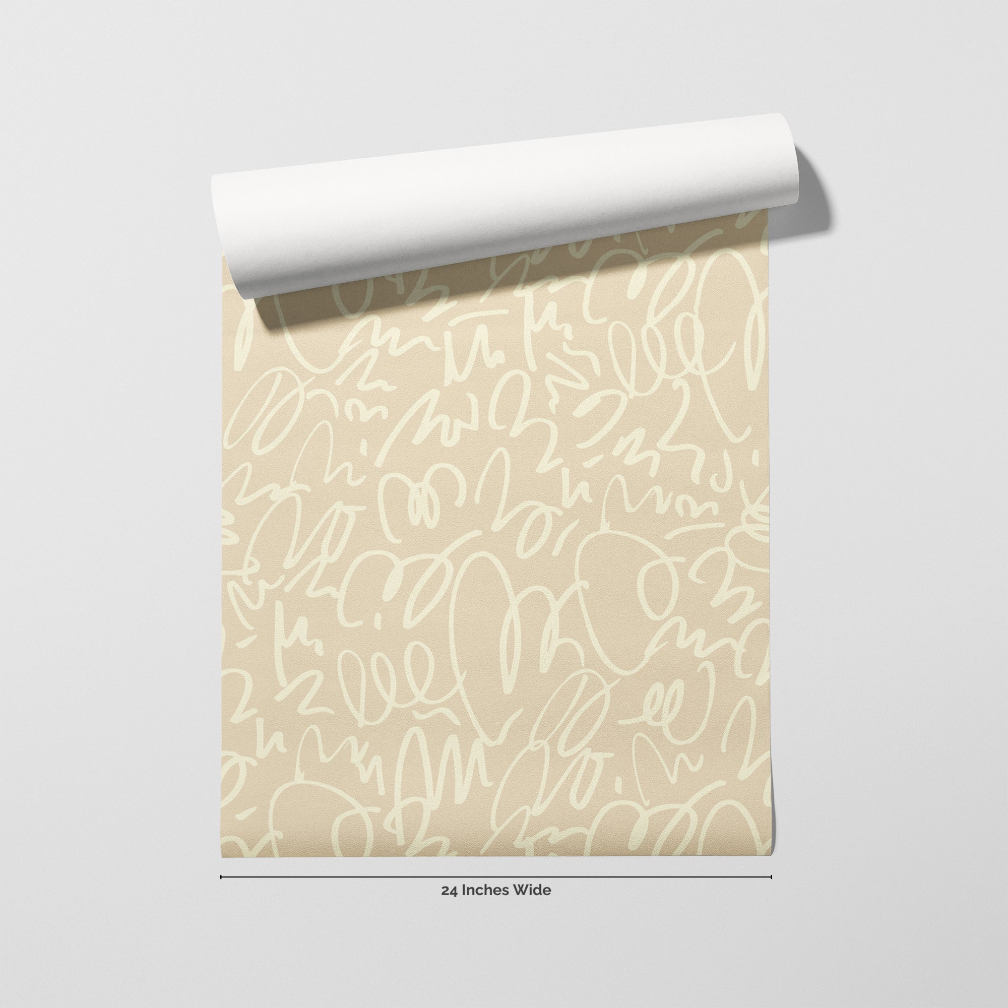 Cream Doodle wallpaper roll, 24 inches wide