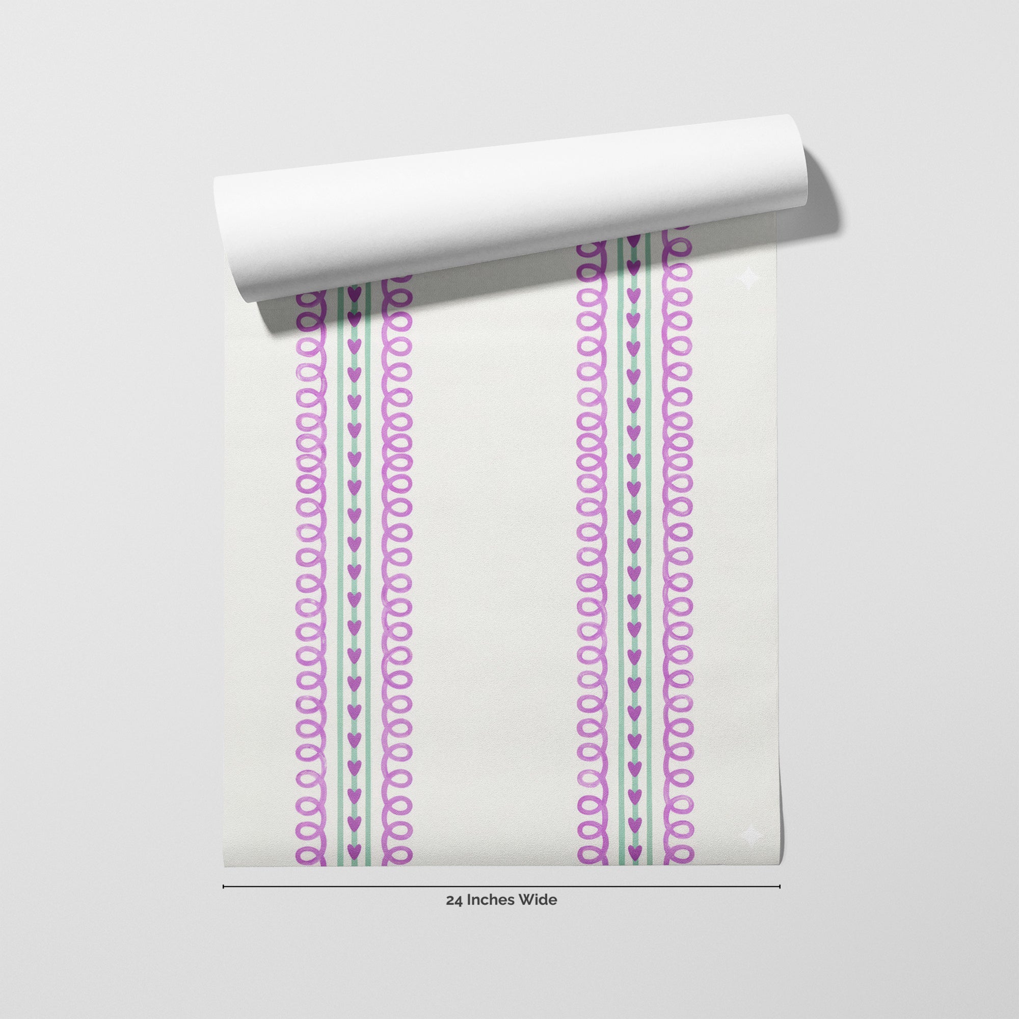 Sweetheart Stripe wallpaper roll, 24 inches wide