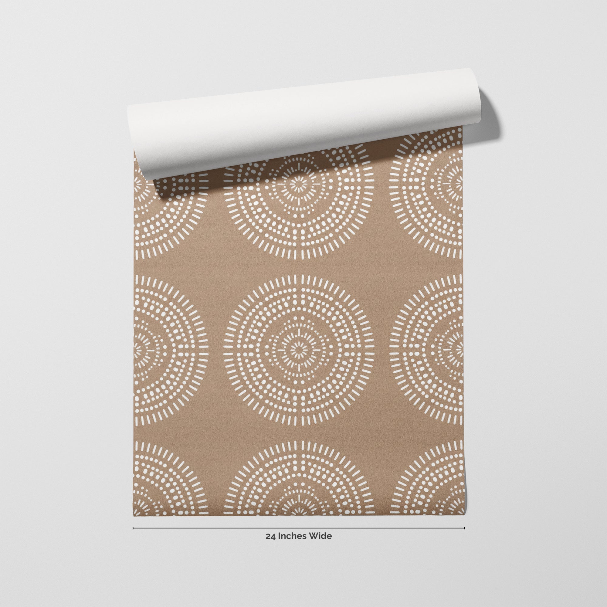 Mocha Mandala wallpaper roll, 24 inches wide