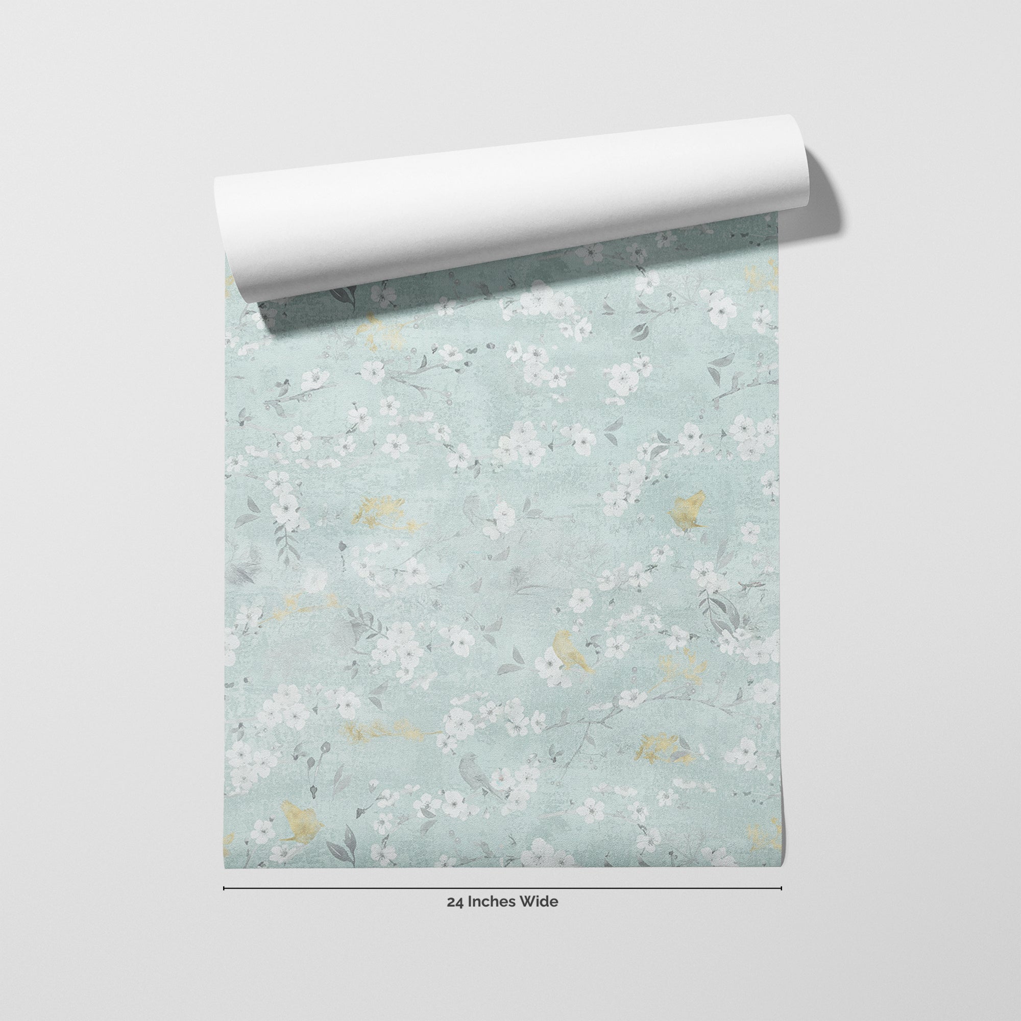 Gilded Wren wallpaper roll, 24 inches wide