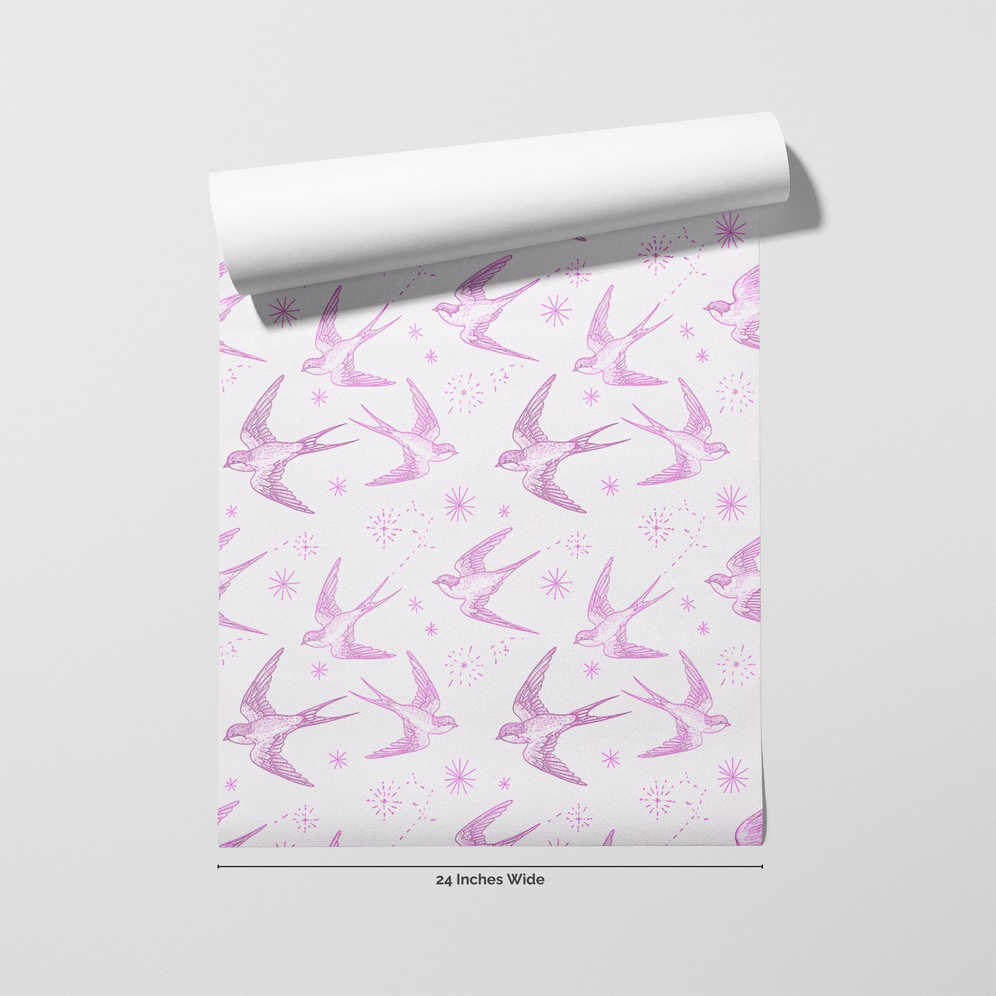 Swallow & Star wallpaper roll, 24 inches wide
