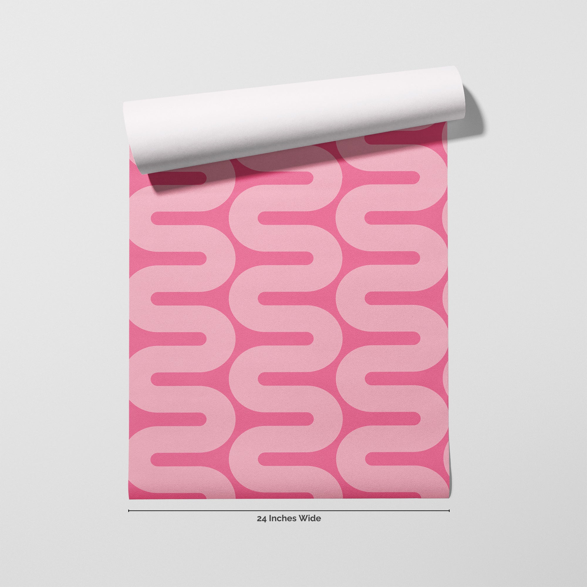 Pink Wiggle wallpaper roll, 24 inches wide