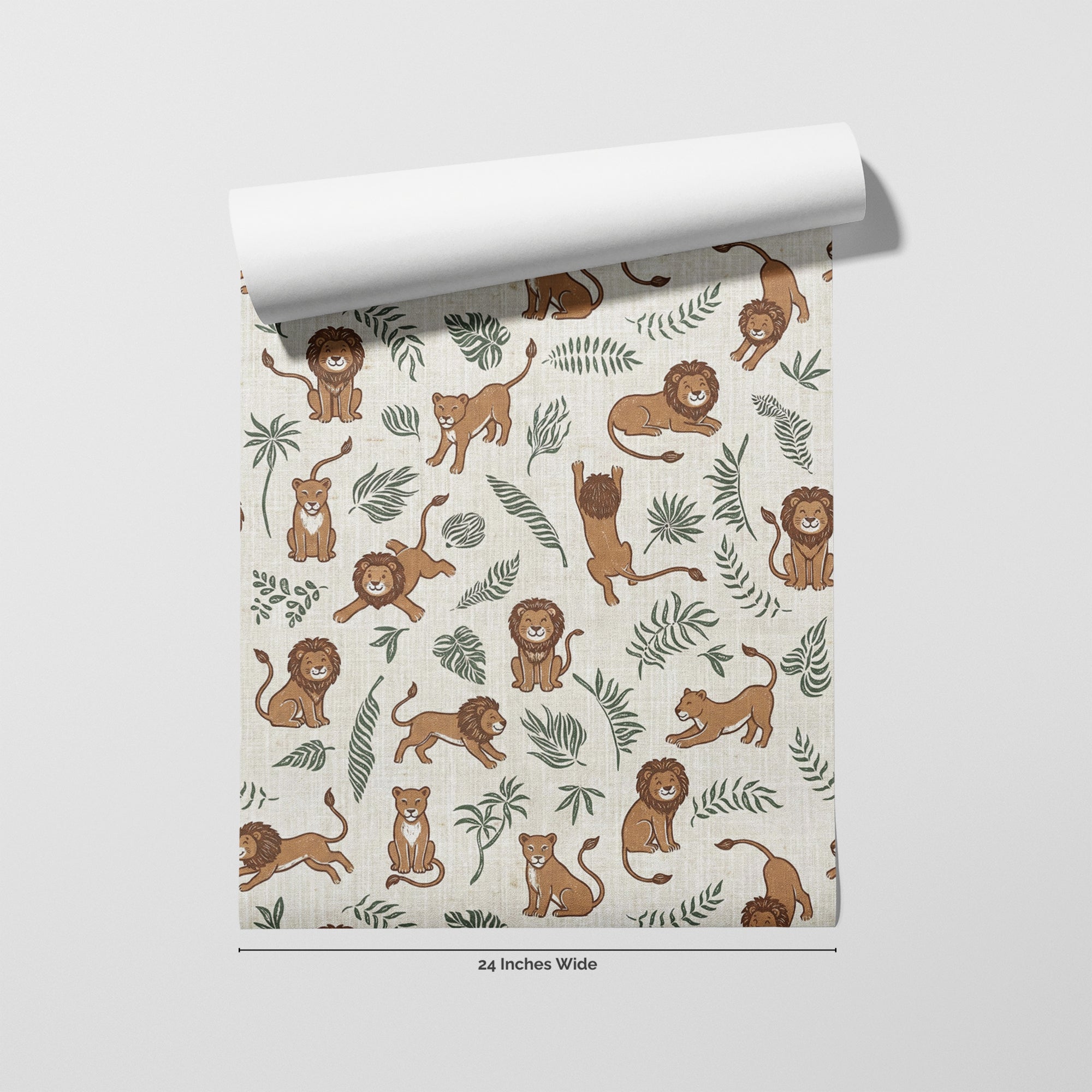 Lion Around wallpaper roll, 24 inches wide