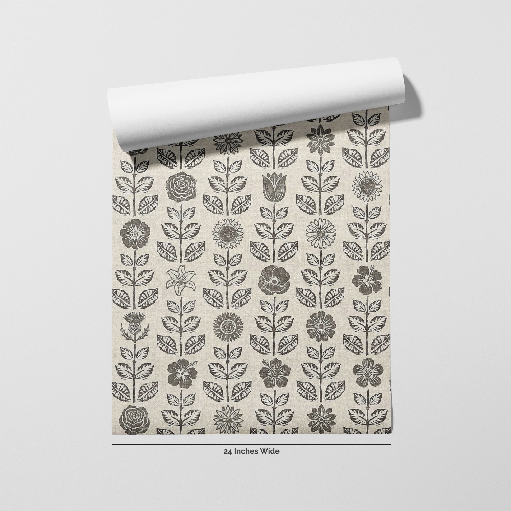 Oat Folk wallpaper roll, 24 inches wide