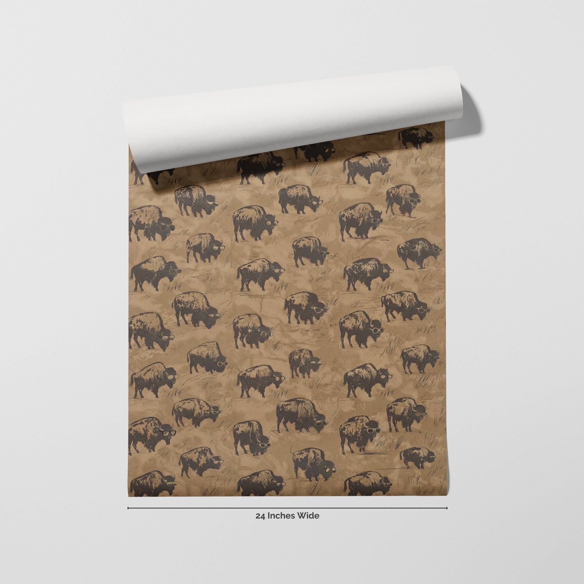 Shady Buffalo wallpaper roll, 24 inches wide