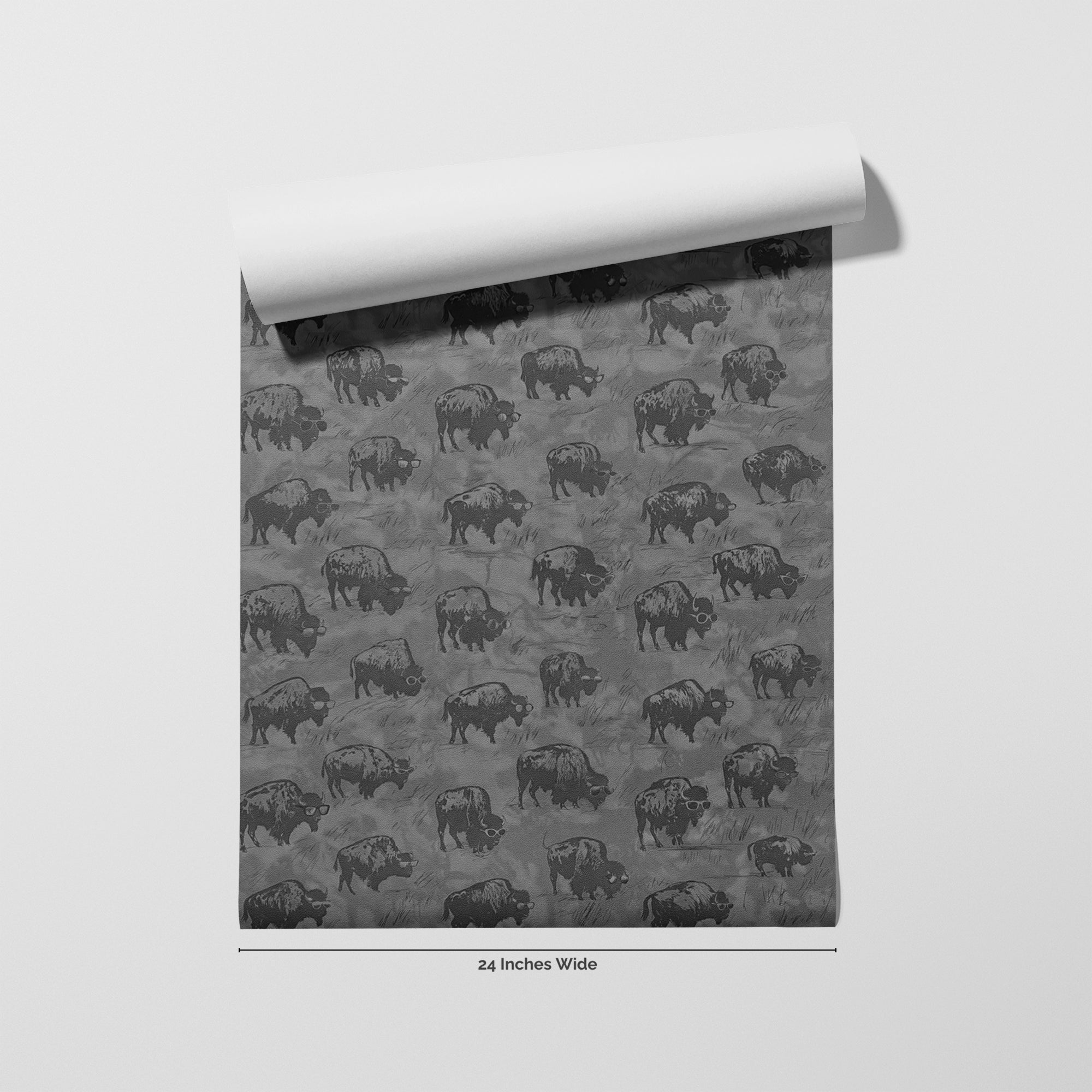 Midnight Bison wallpaper roll, 24 inches wide