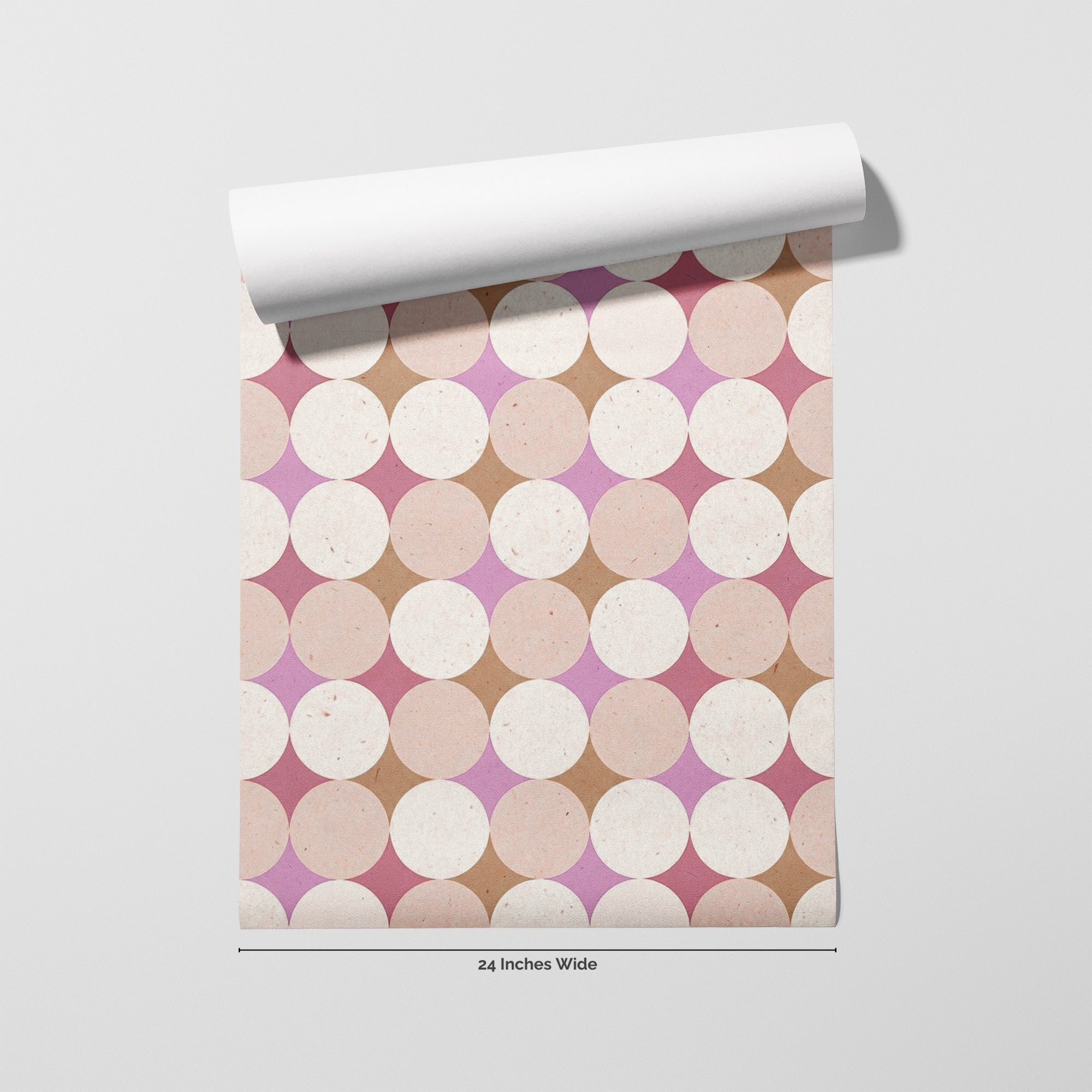 Pink Orbit wallpaper roll, 24 inches wide