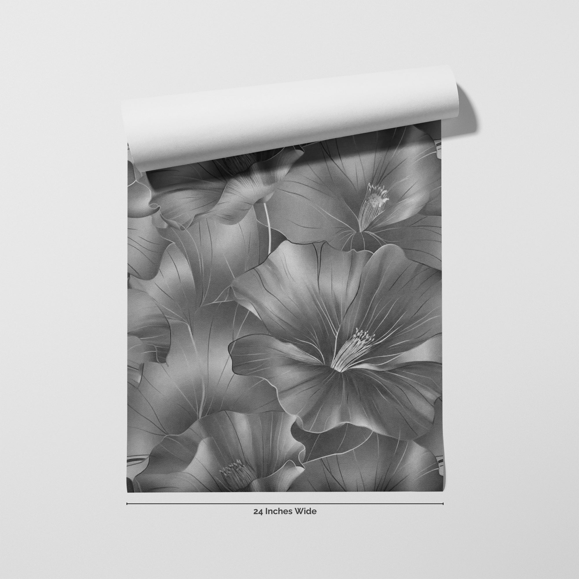 Monochrome Bloom wallpaper roll, 24 inches wide
