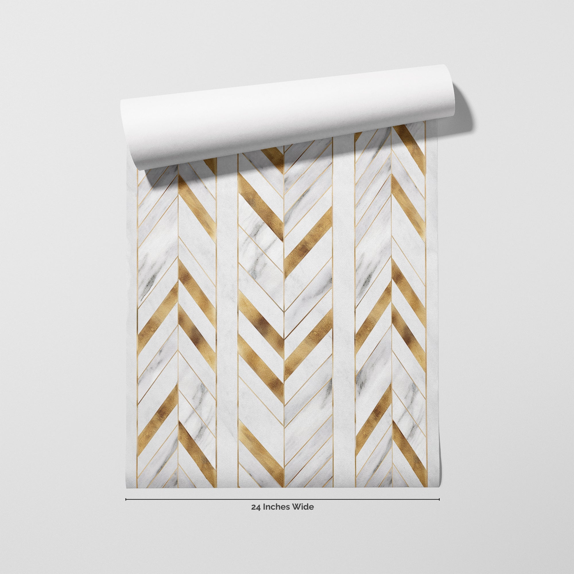 Gilded Chevron wallpaper roll, 24 inches wide