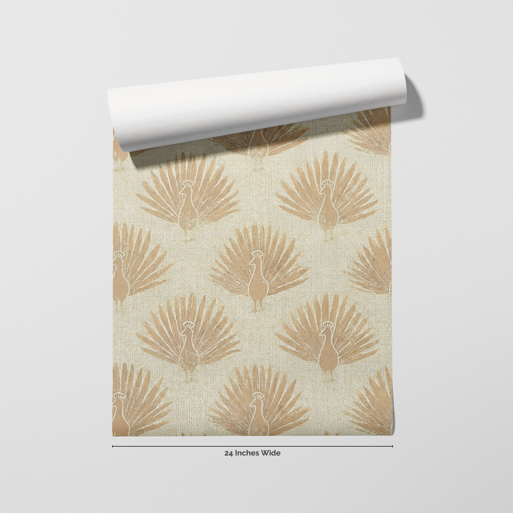 Golden Peacock wallpaper roll, 24 inches wide