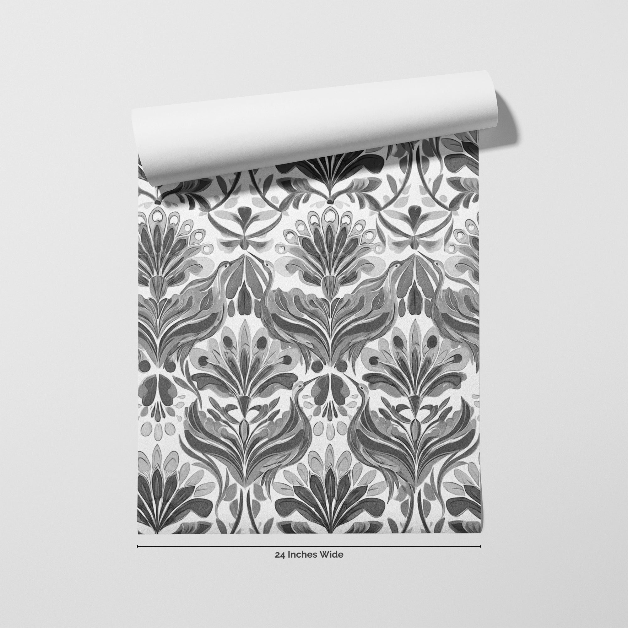 Nouveau Noir wallpaper roll, 24 inches wide