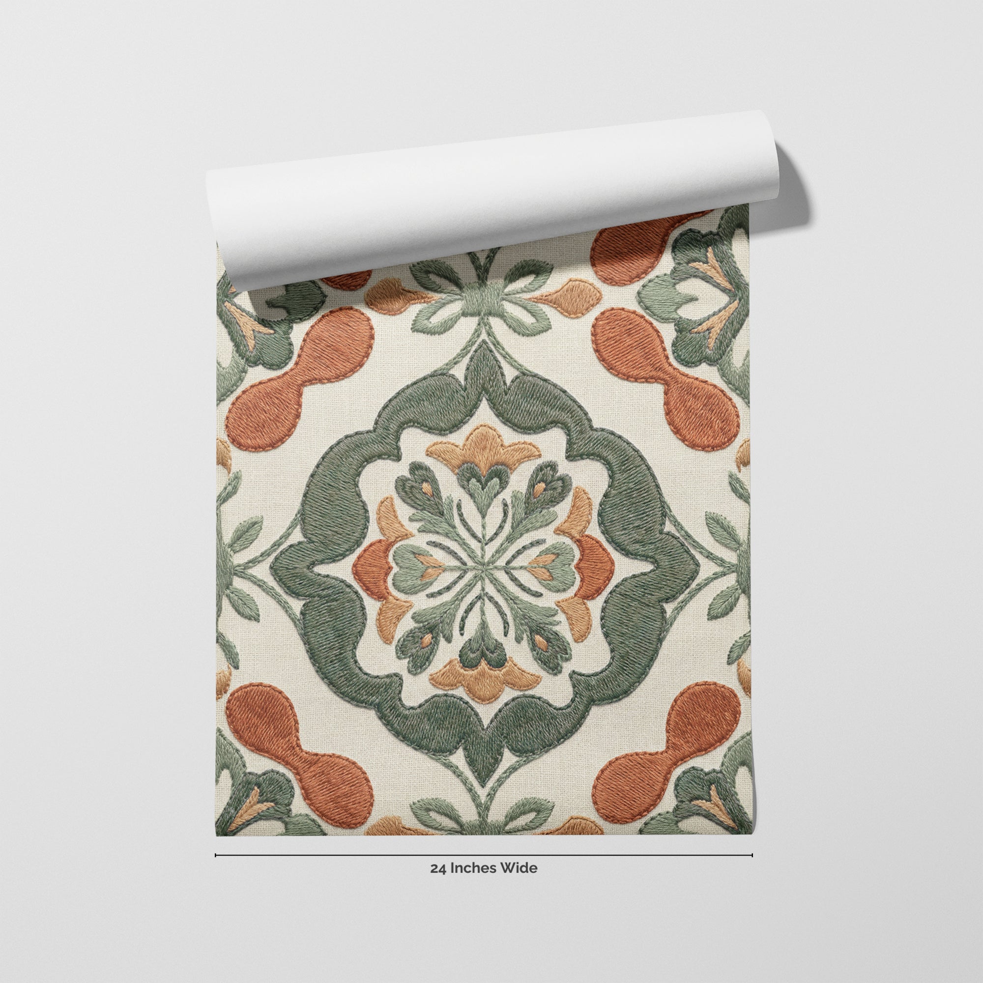 Sage Medina wallpaper roll, 24 inches wide