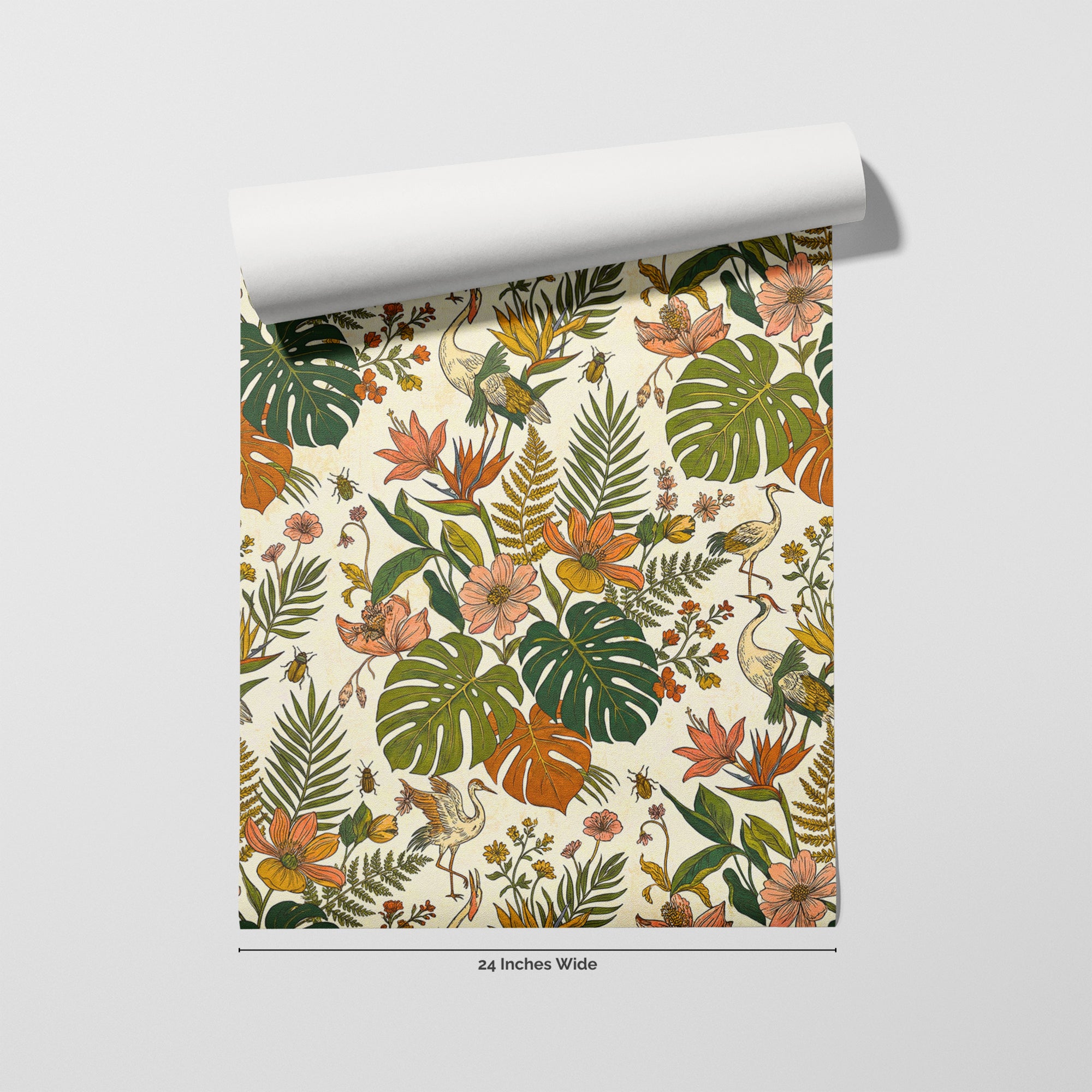 Monstera Mambo wallpaper roll, 24 inches wide