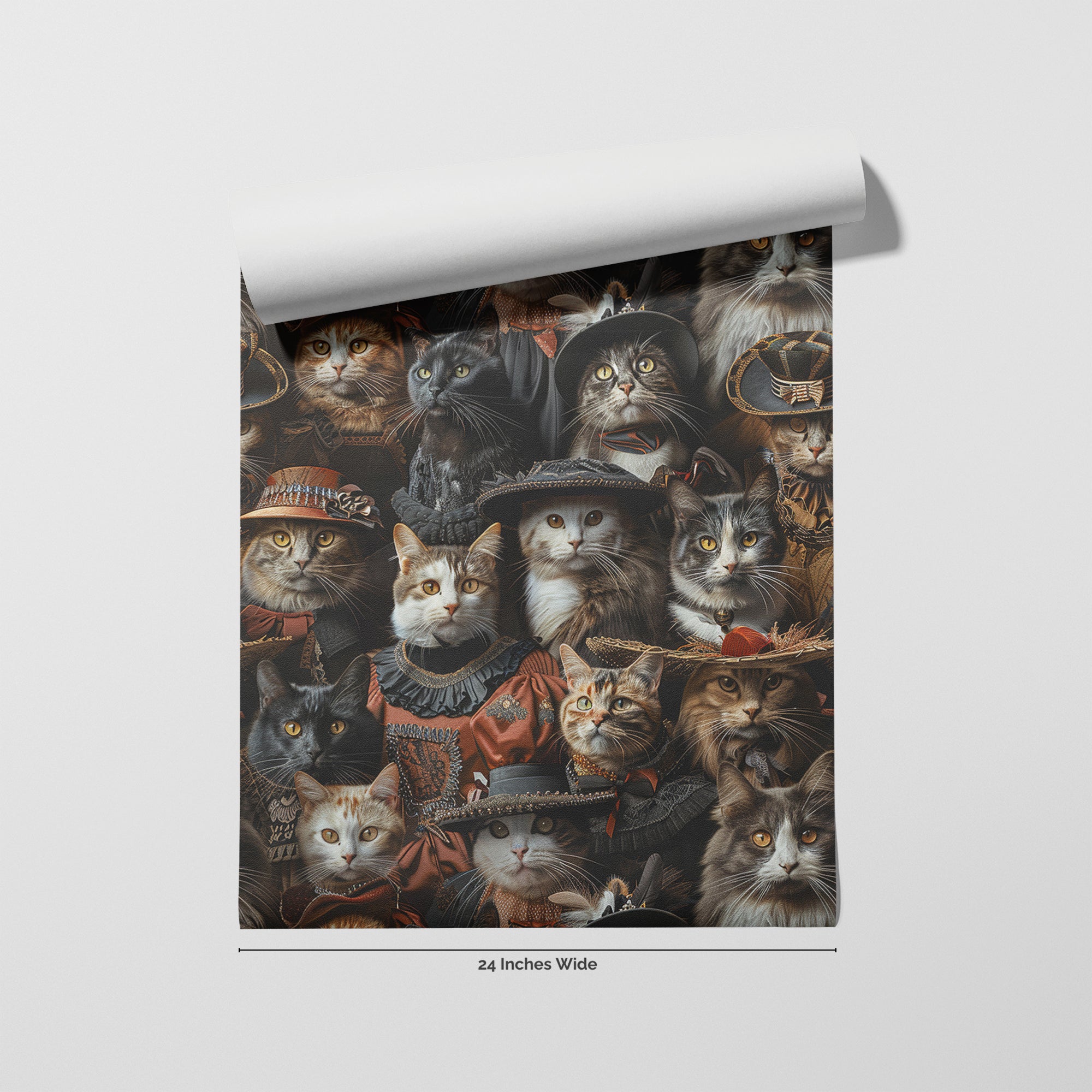 Velvet Whiskers wallpaper roll, 24 inches wide