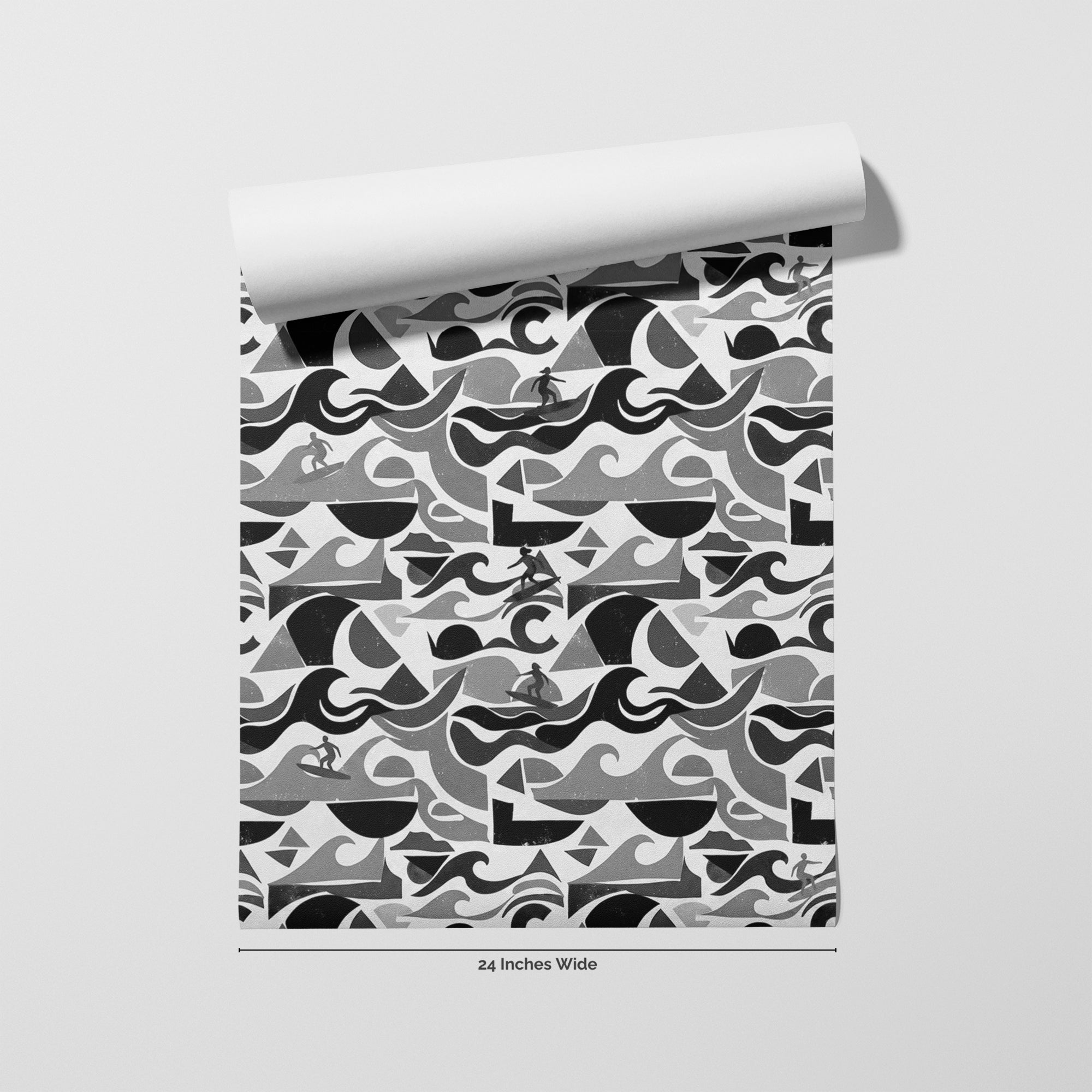 Monochrome Surf wallpaper roll, 24 inches wide