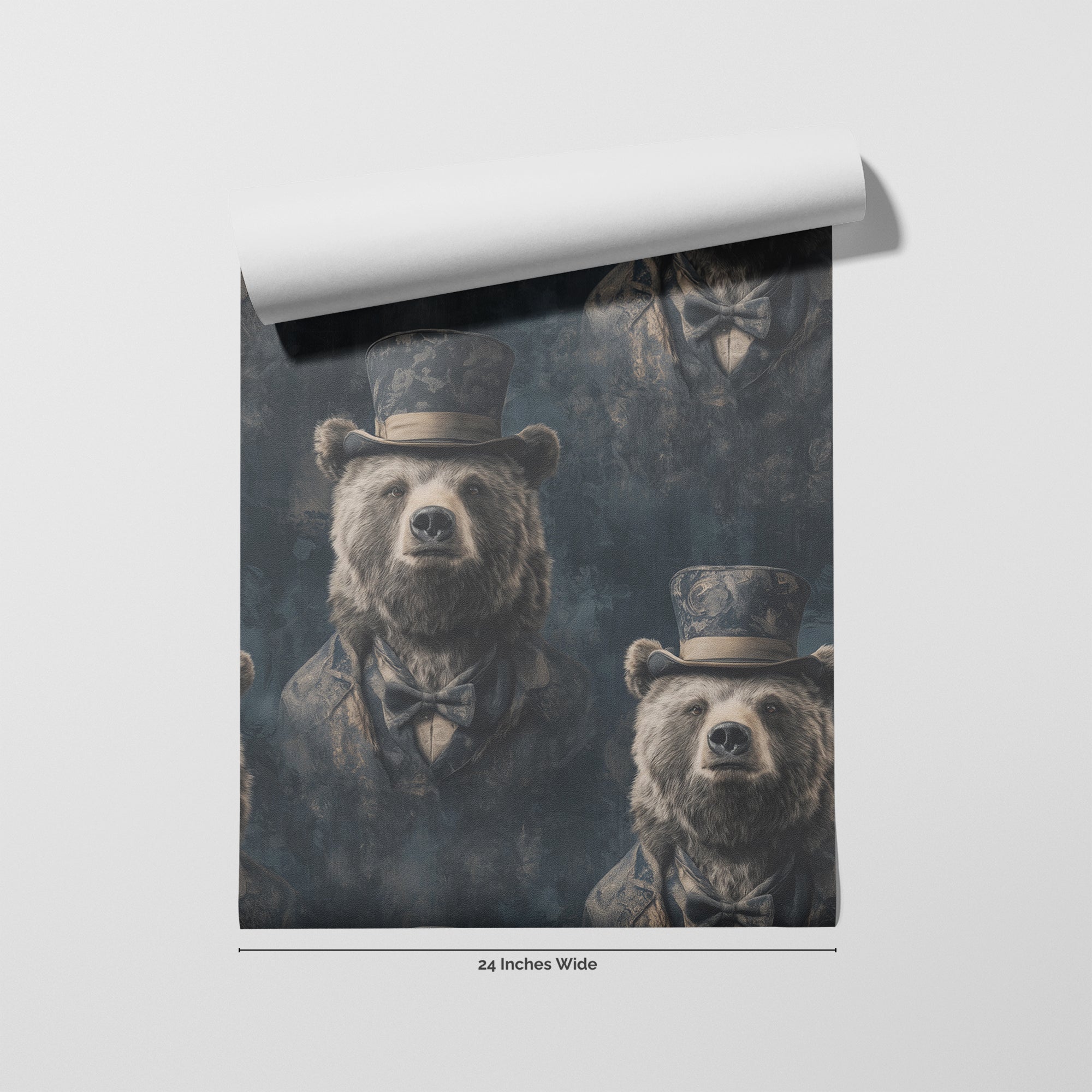 Dapper Bear wallpaper roll, 24 inches wide