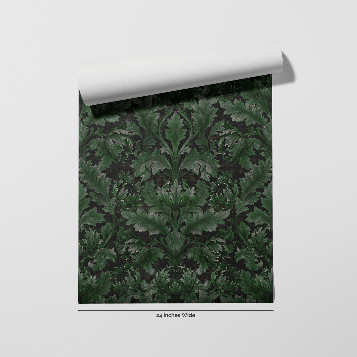 Emerald Acanthus wallpaper roll, 24 inches wide