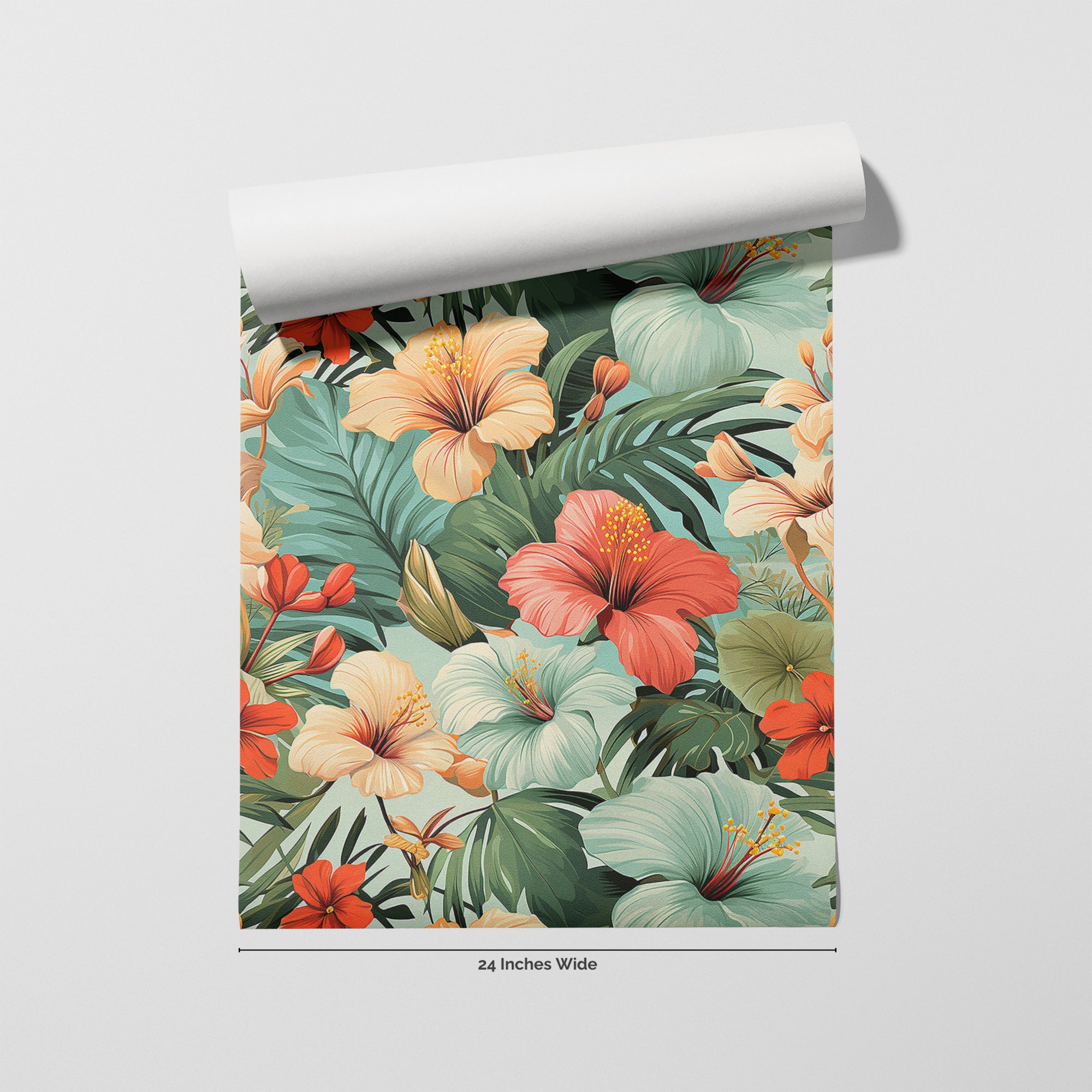 Tiki Teal wallpaper roll, 24 inches wide
