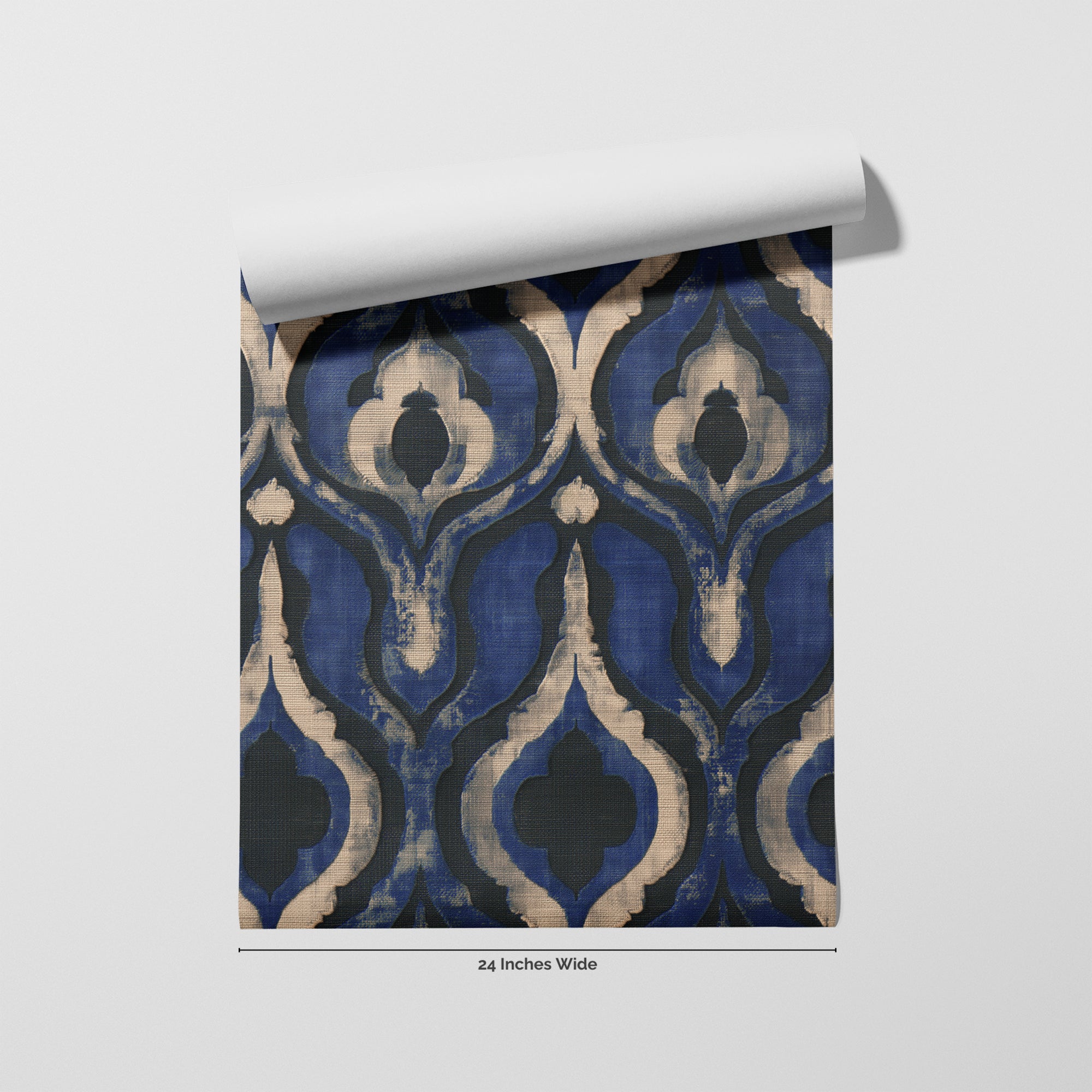 Cobalt Lantern wallpaper roll, 24 inches wide
