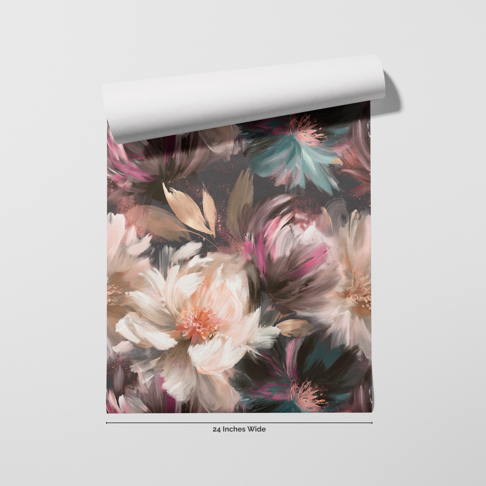 Plume Peony wallpaper roll, 24 inches wide