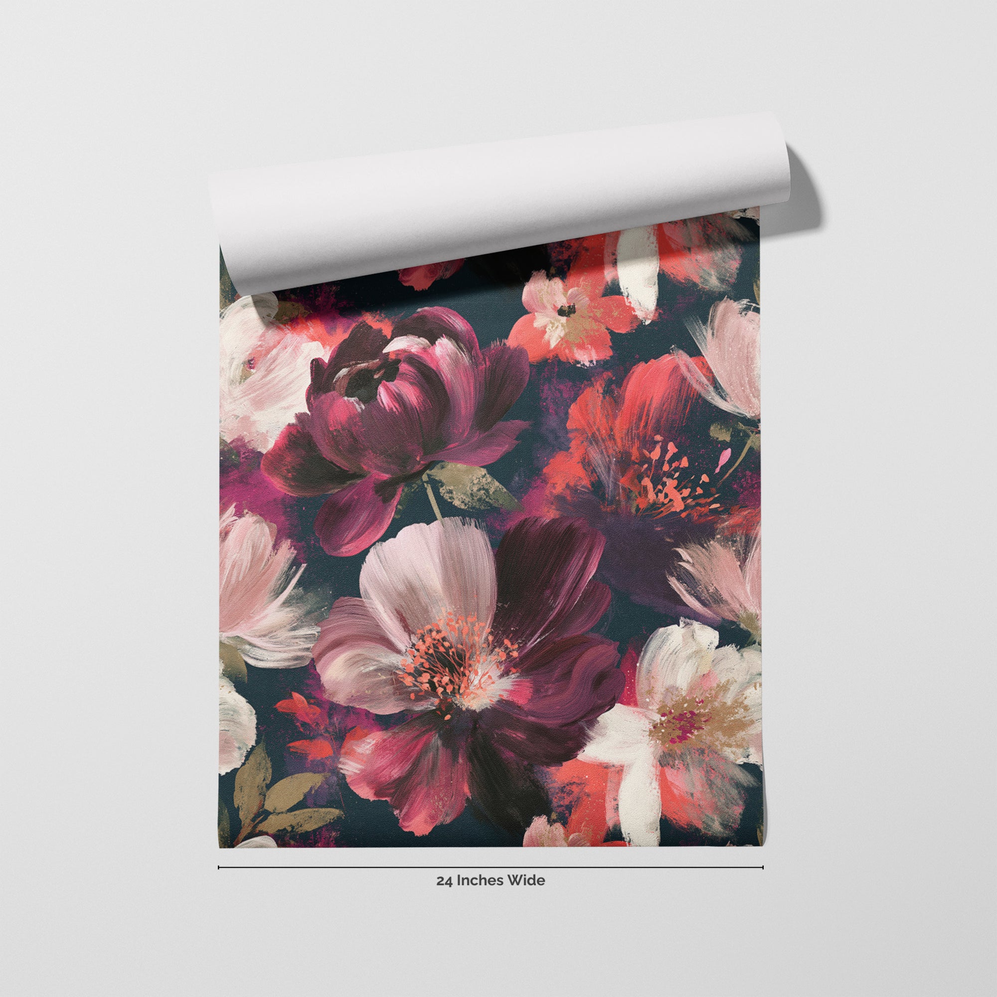 Garnet Bloom wallpaper roll, 24 inches wide