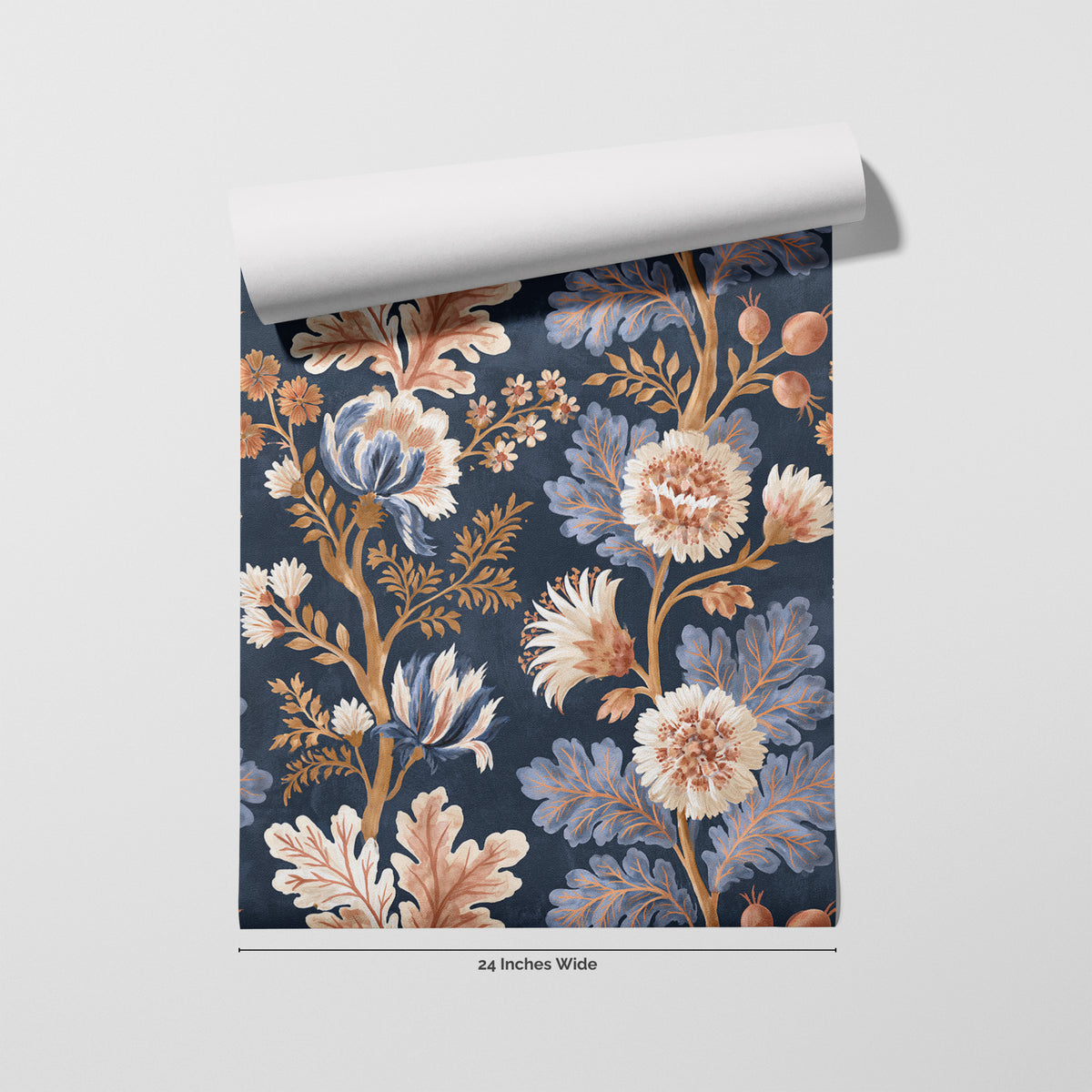 Midnight Indienne wallpaper roll, 24 inches wide
