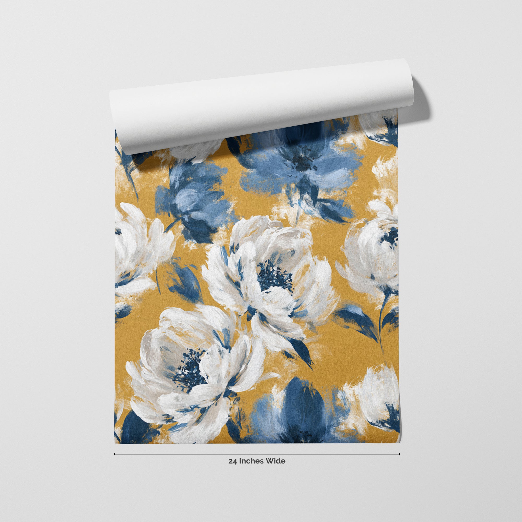 Goldenrod Bloom wallpaper roll, 24 inches wide