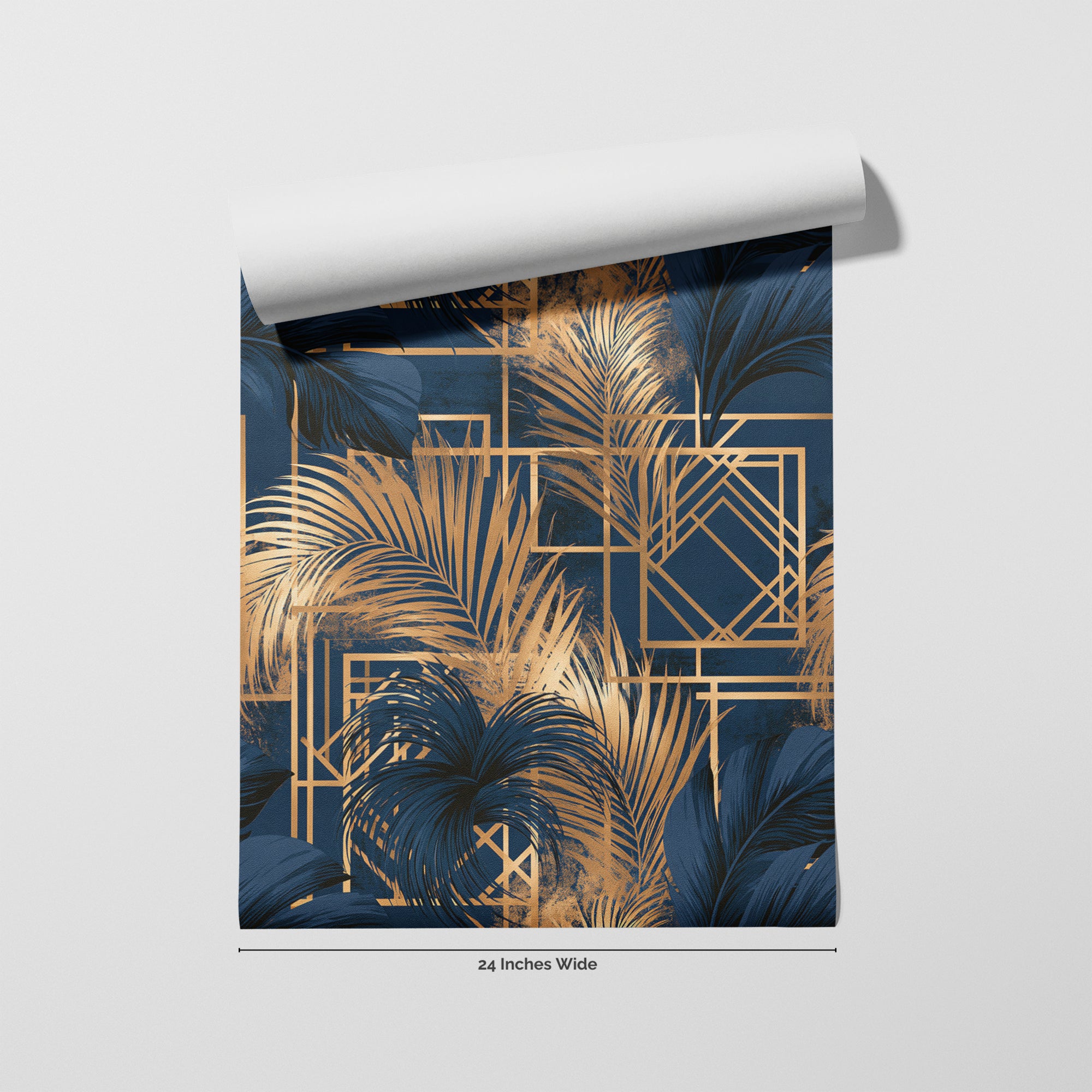 Palm Parquet wallpaper roll, 24 inches wide