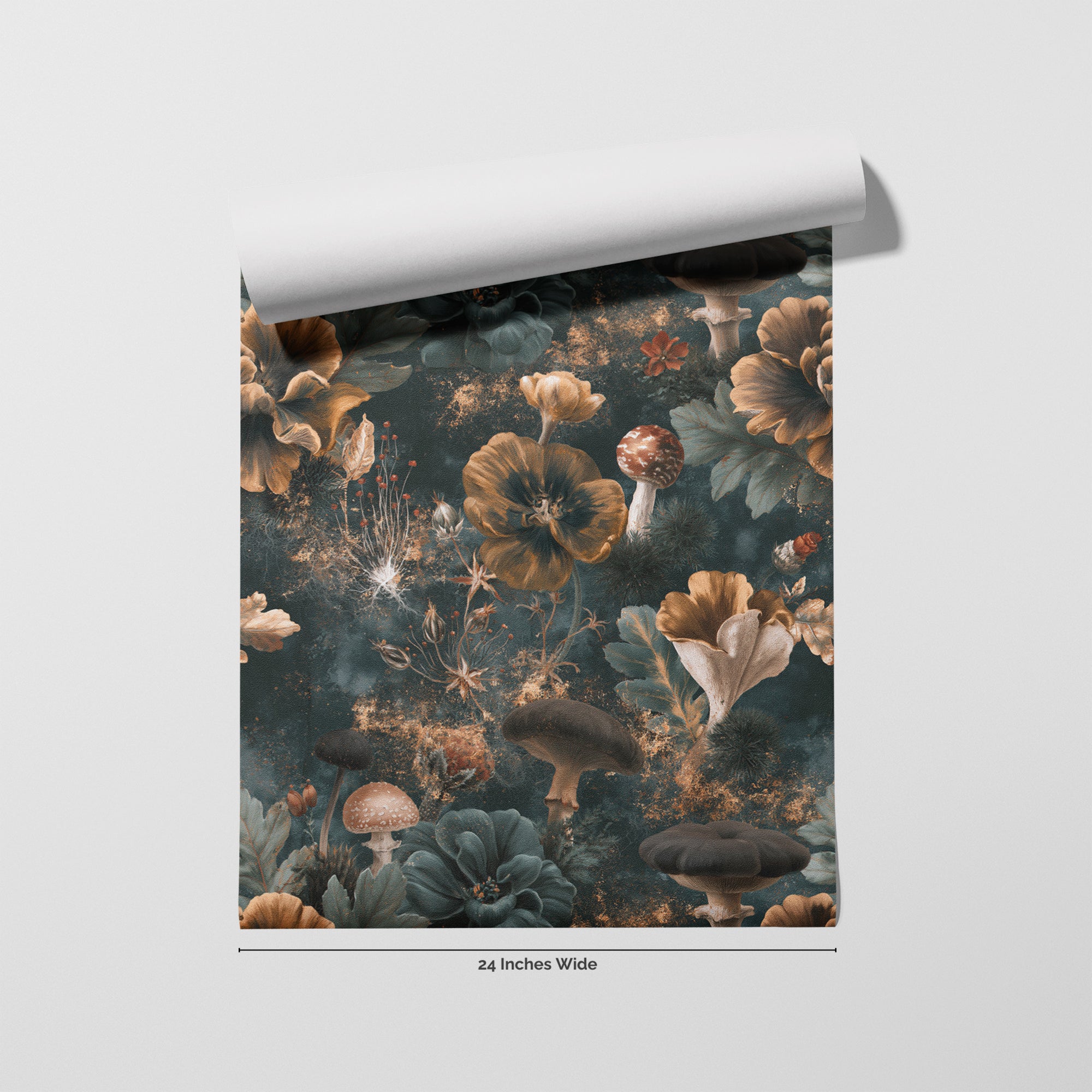 Golden Forage wallpaper roll, 24 inches wide