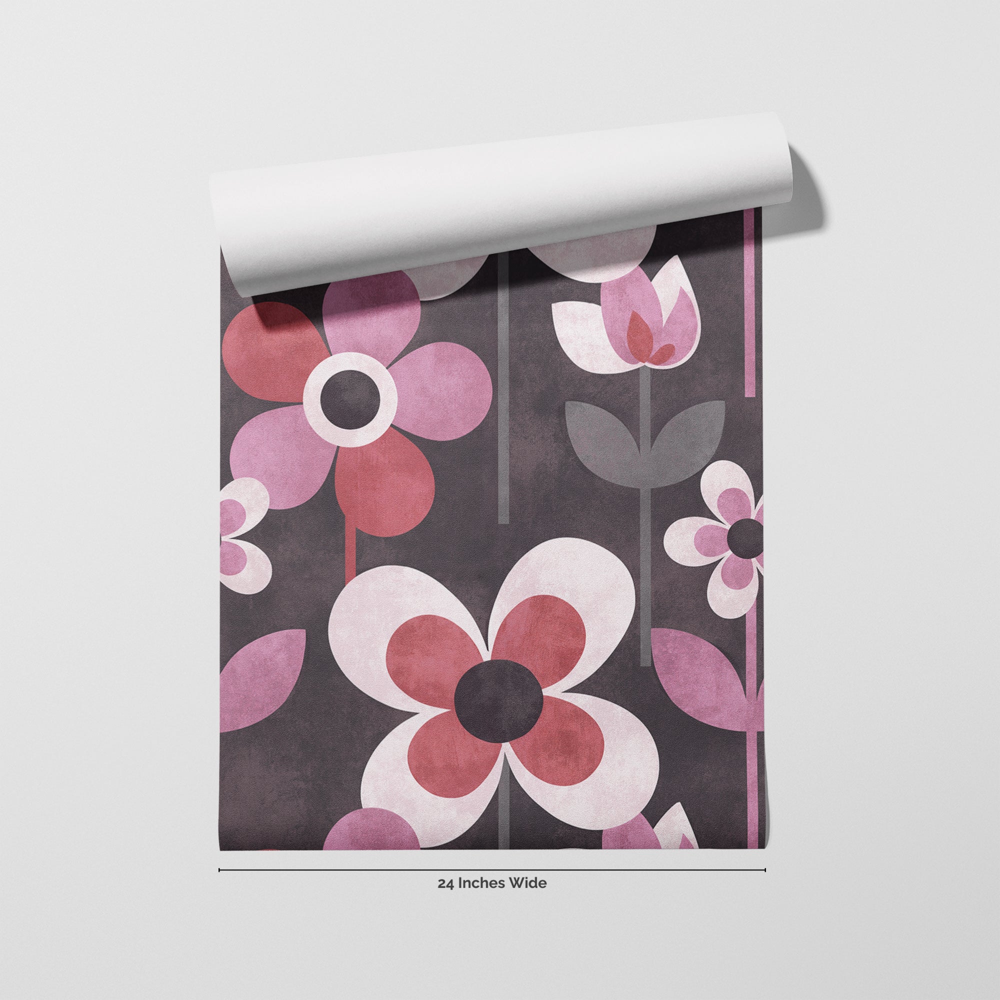 Orchid Mod wallpaper roll, 24 inches wide