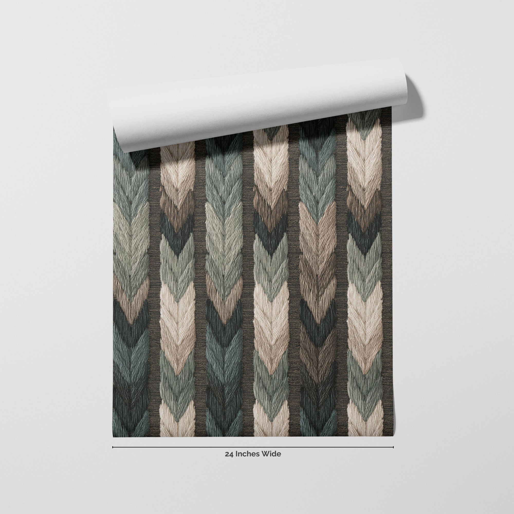 Fern Chevron wallpaper roll, 24 inches wide