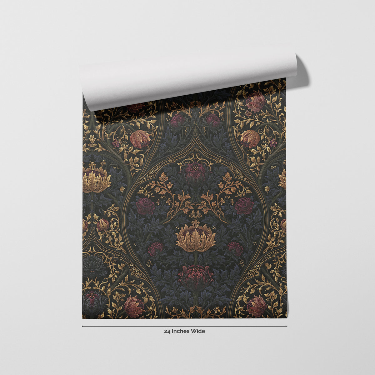 Chalice Damask wallpaper roll, 24 inches wide