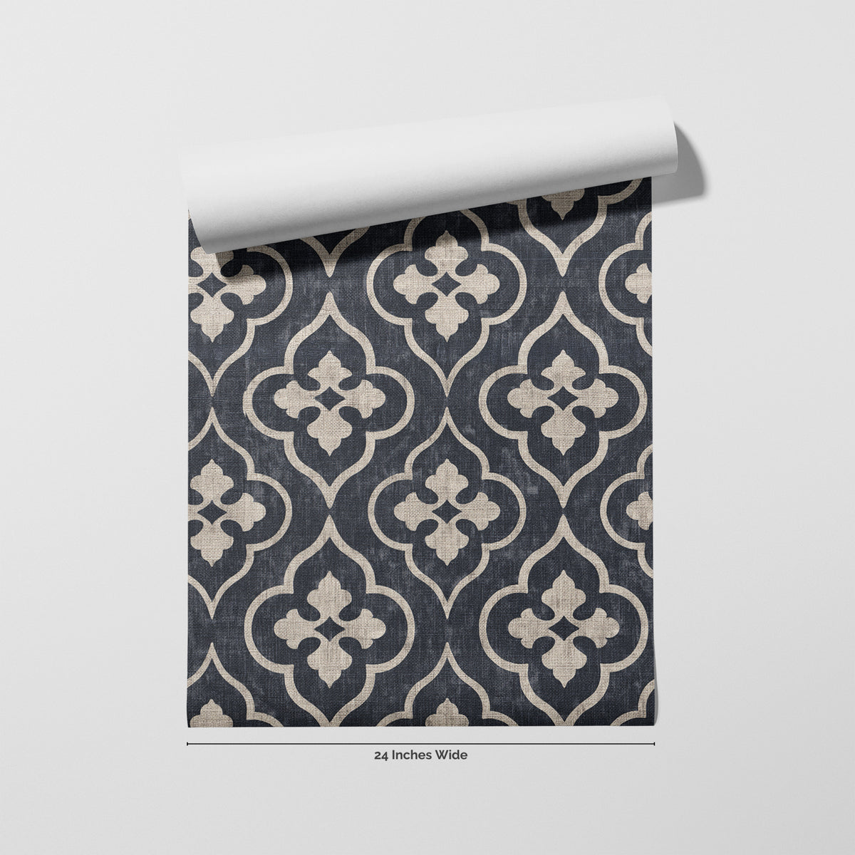Linen Quatrefoil wallpaper roll, 24 inches wide