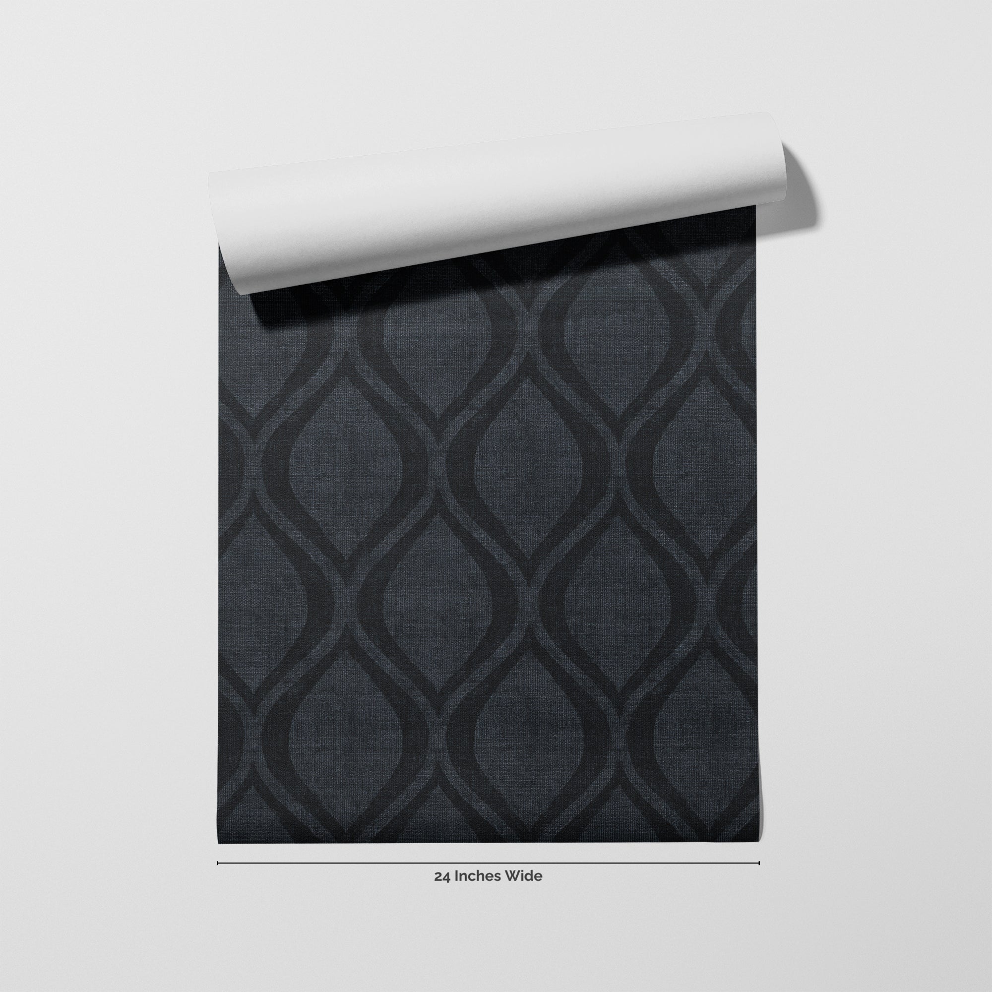 Midnight Ogee wallpaper roll, 24 inches wide