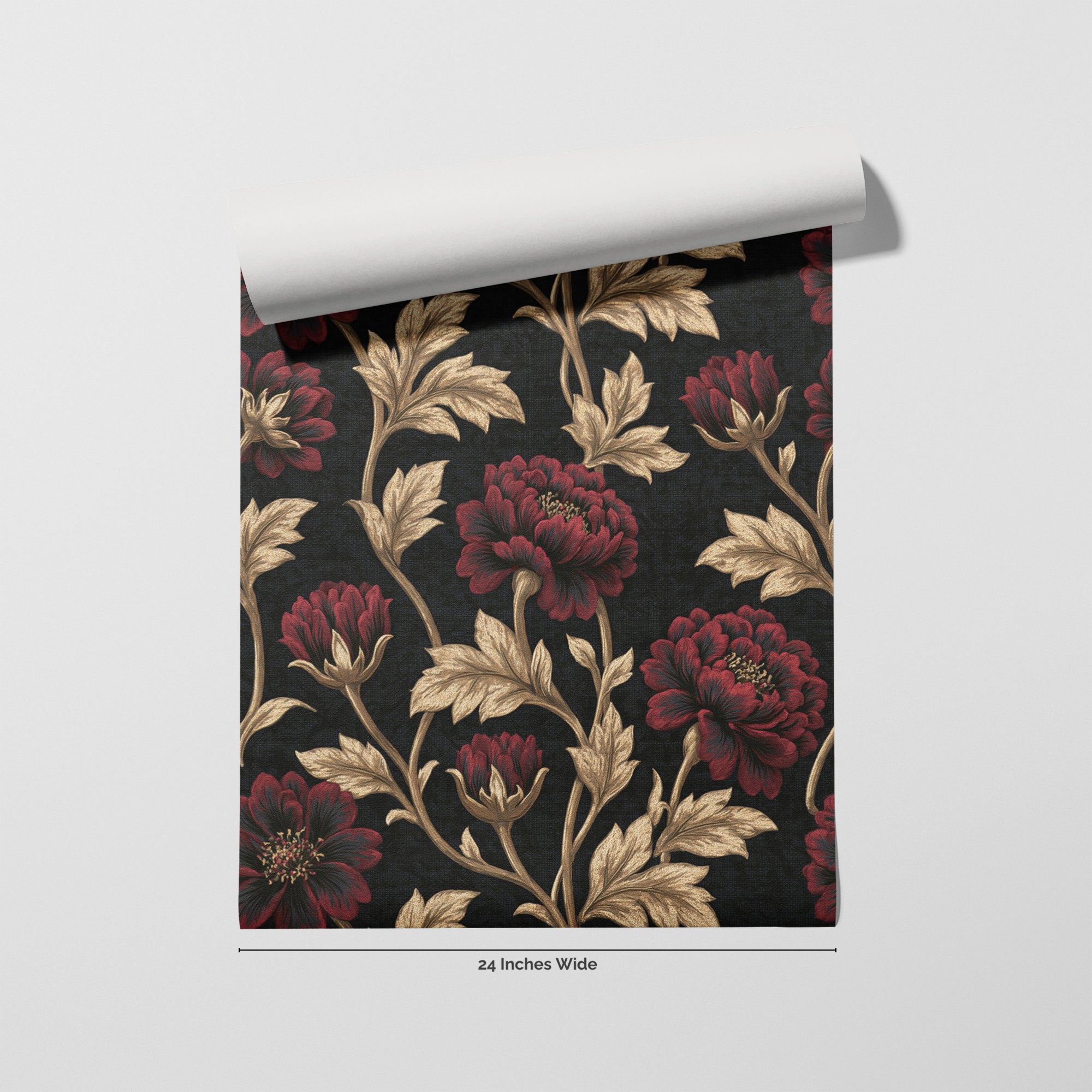Gilded Peony wallpaper roll, 24 inches wide