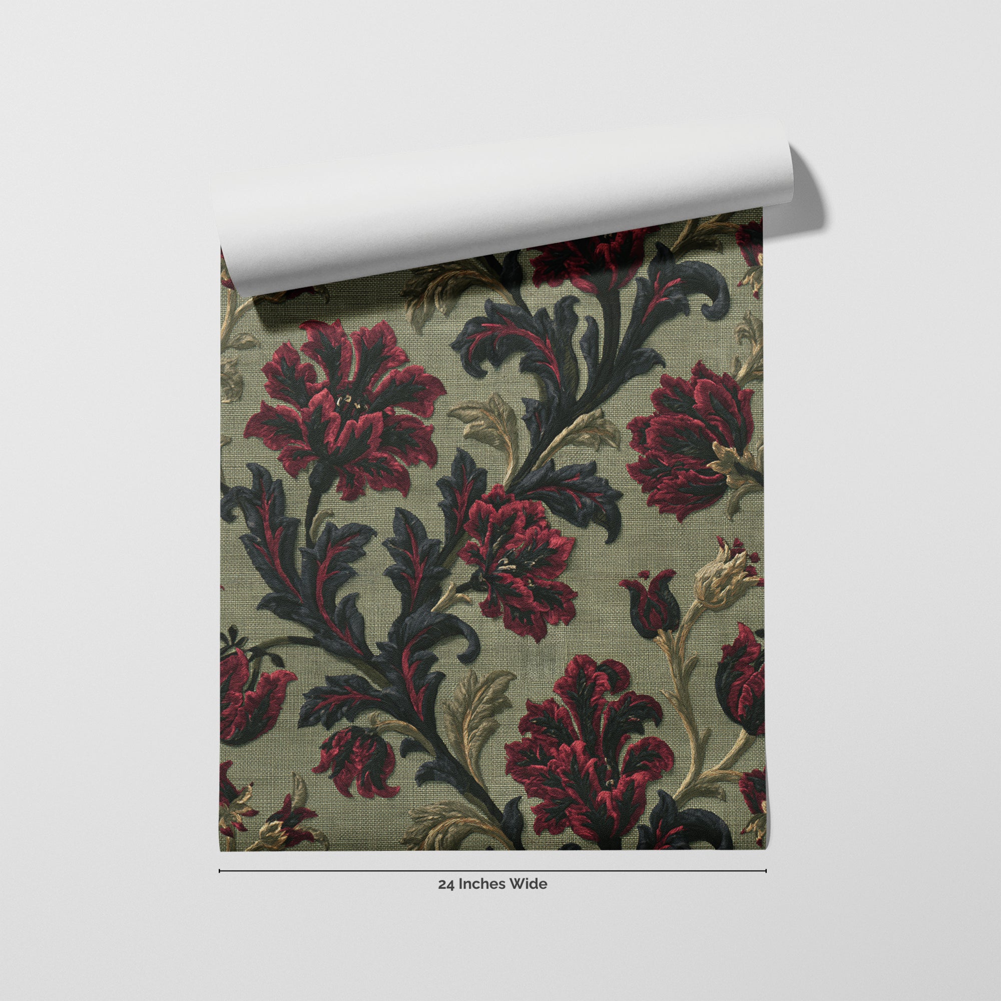 Sage Carnation wallpaper roll, 24 inches wide