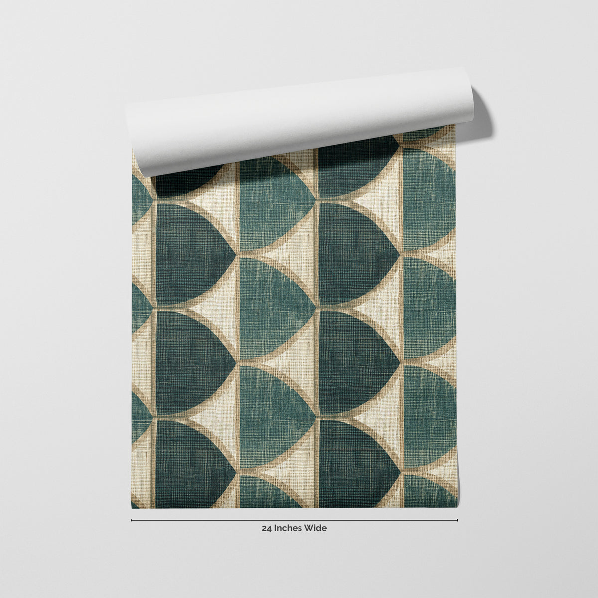 Verdigris Halfmoon wallpaper roll, 24 inches wide