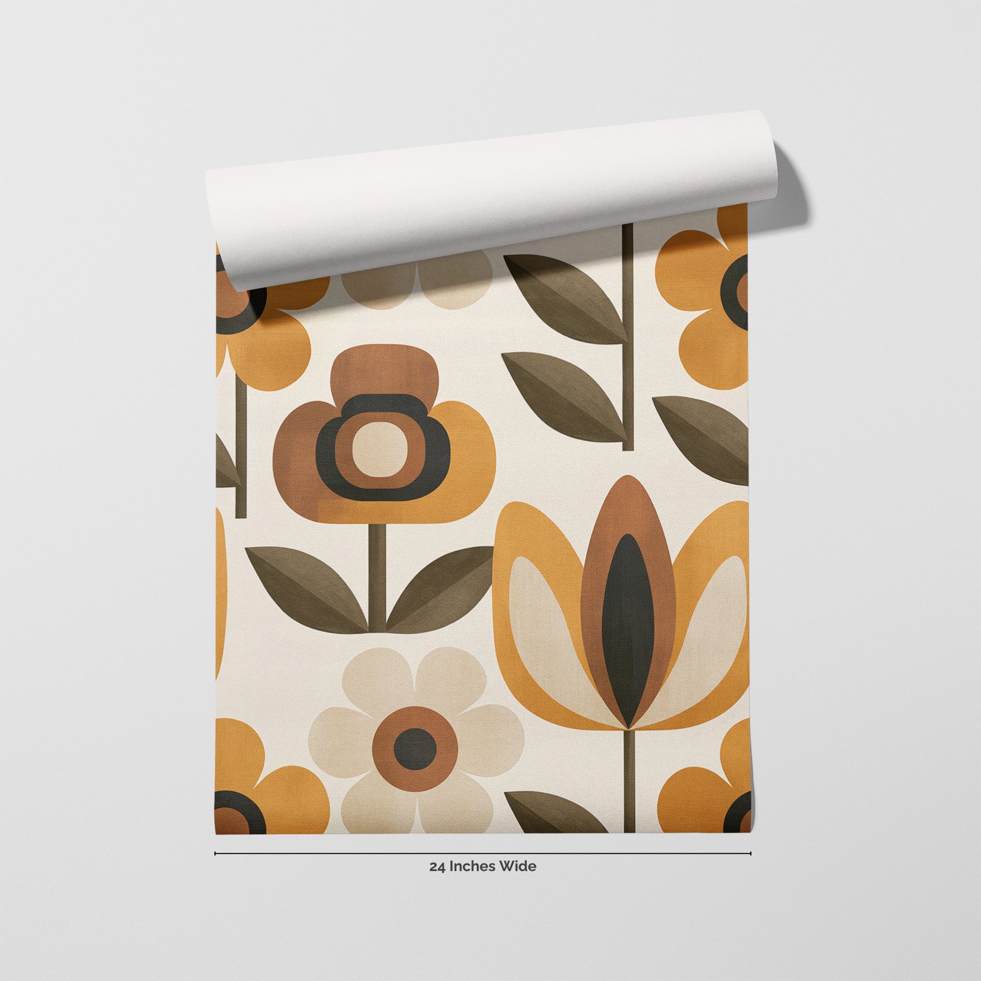 Marigold Daisy wallpaper roll, 24 inches wide