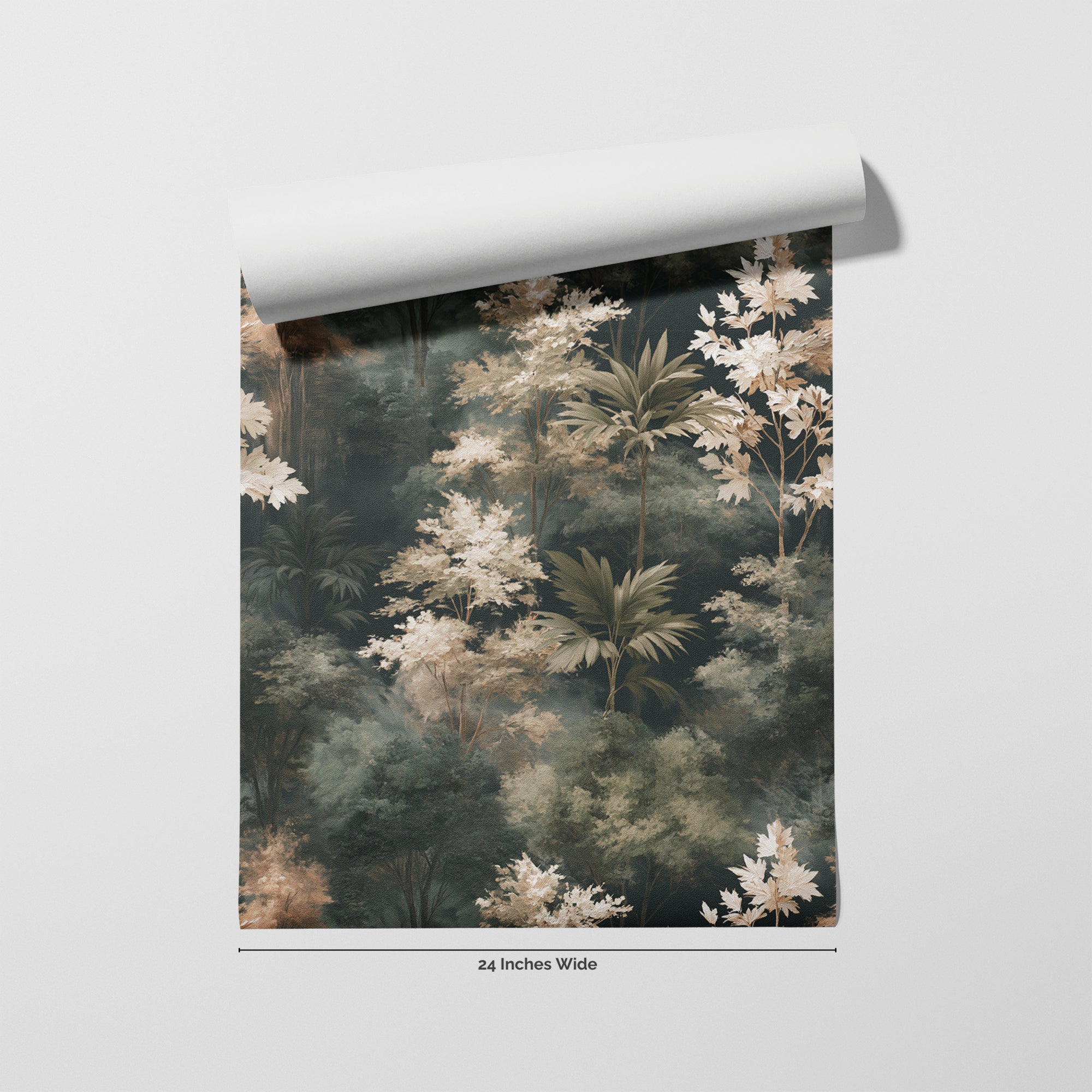 Misted Grove wallpaper roll, 24 inches wide