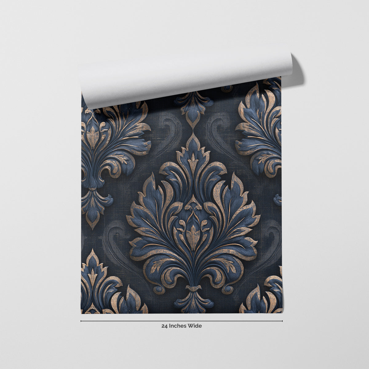 Sapphire Damask wallpaper roll, 24 inches wide