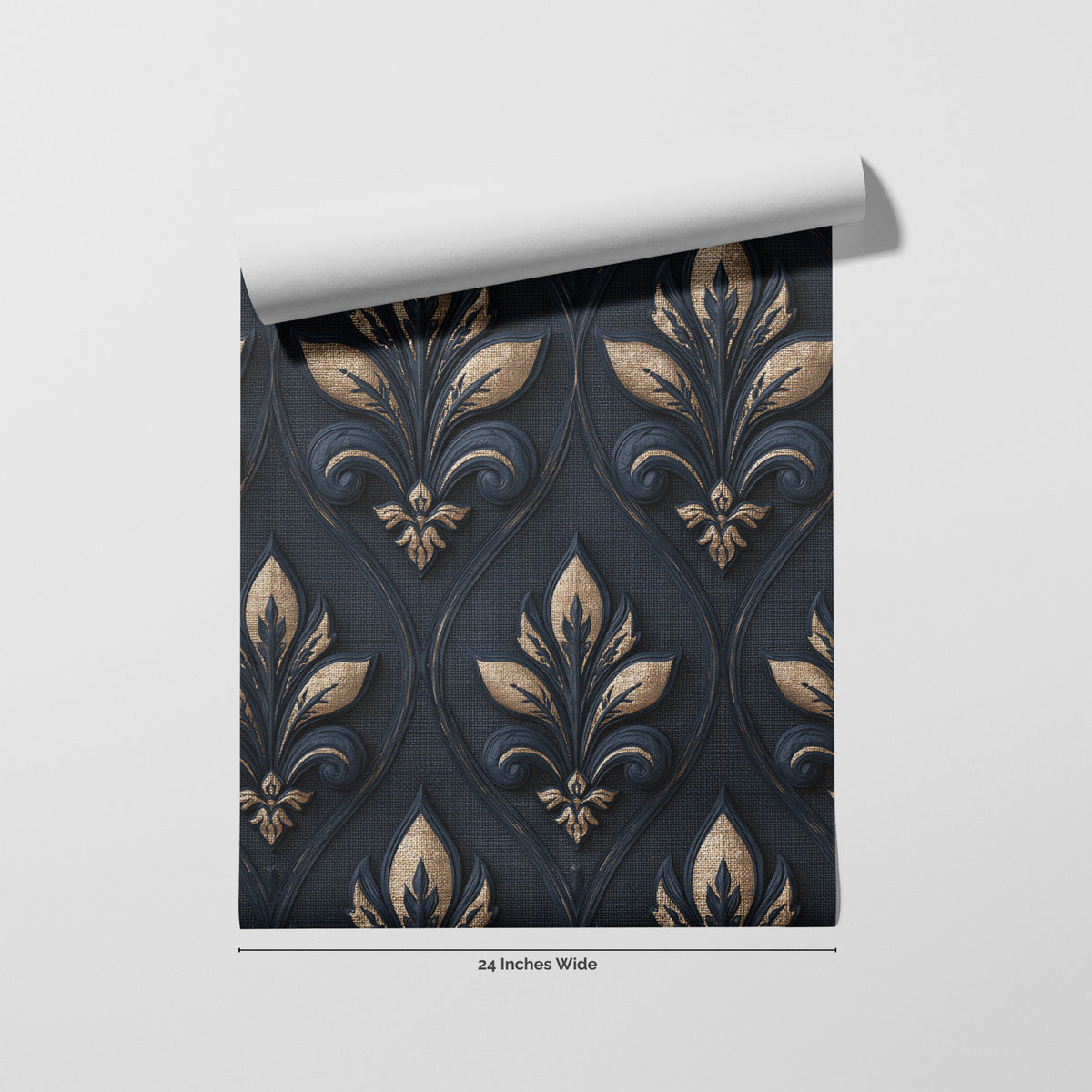 Sapphire Fleur wallpaper roll, 24 inches wide