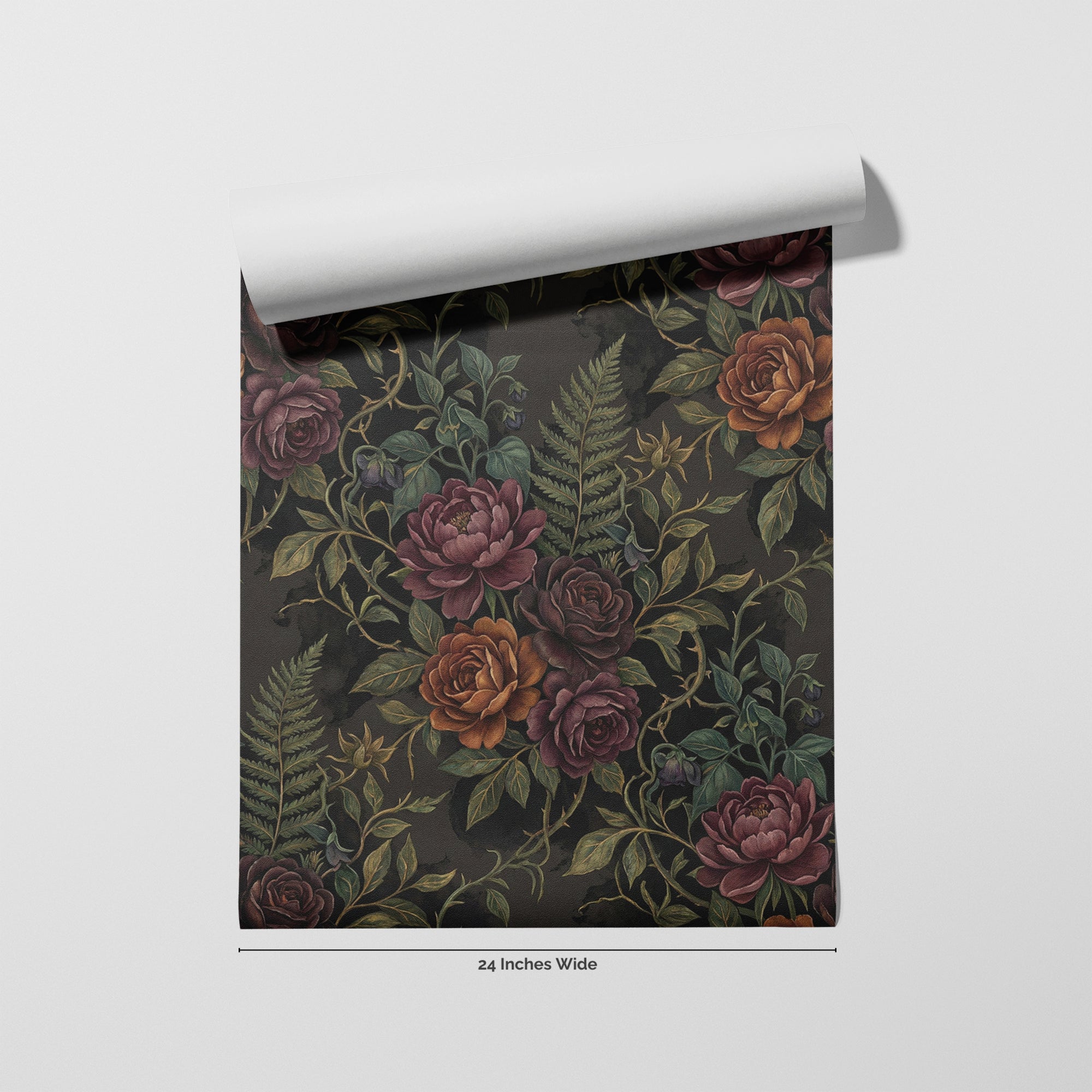 Ember Rose Fern wallpaper roll, 24 inches wide
