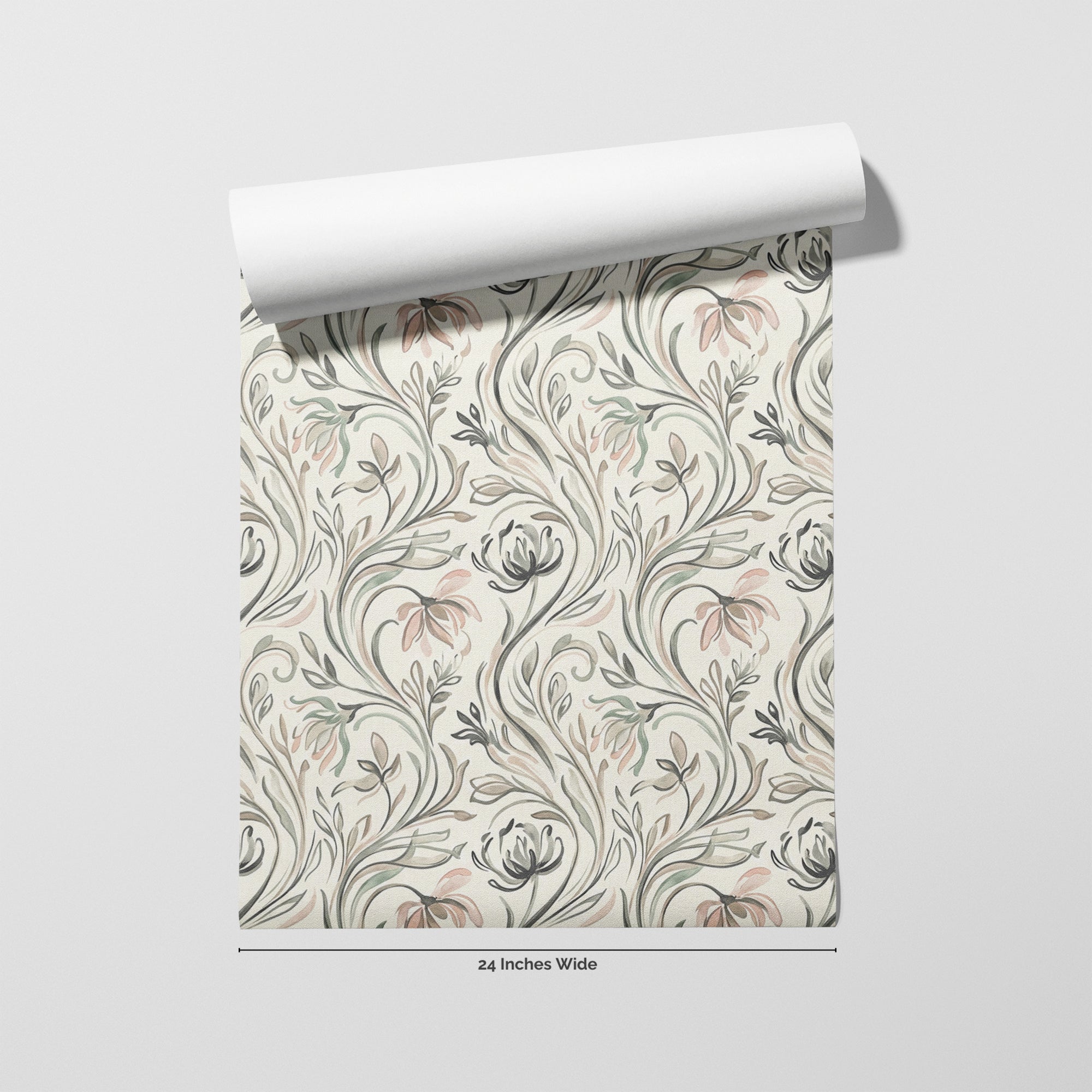 Pencil Botanical wallpaper roll, 24 inches wide