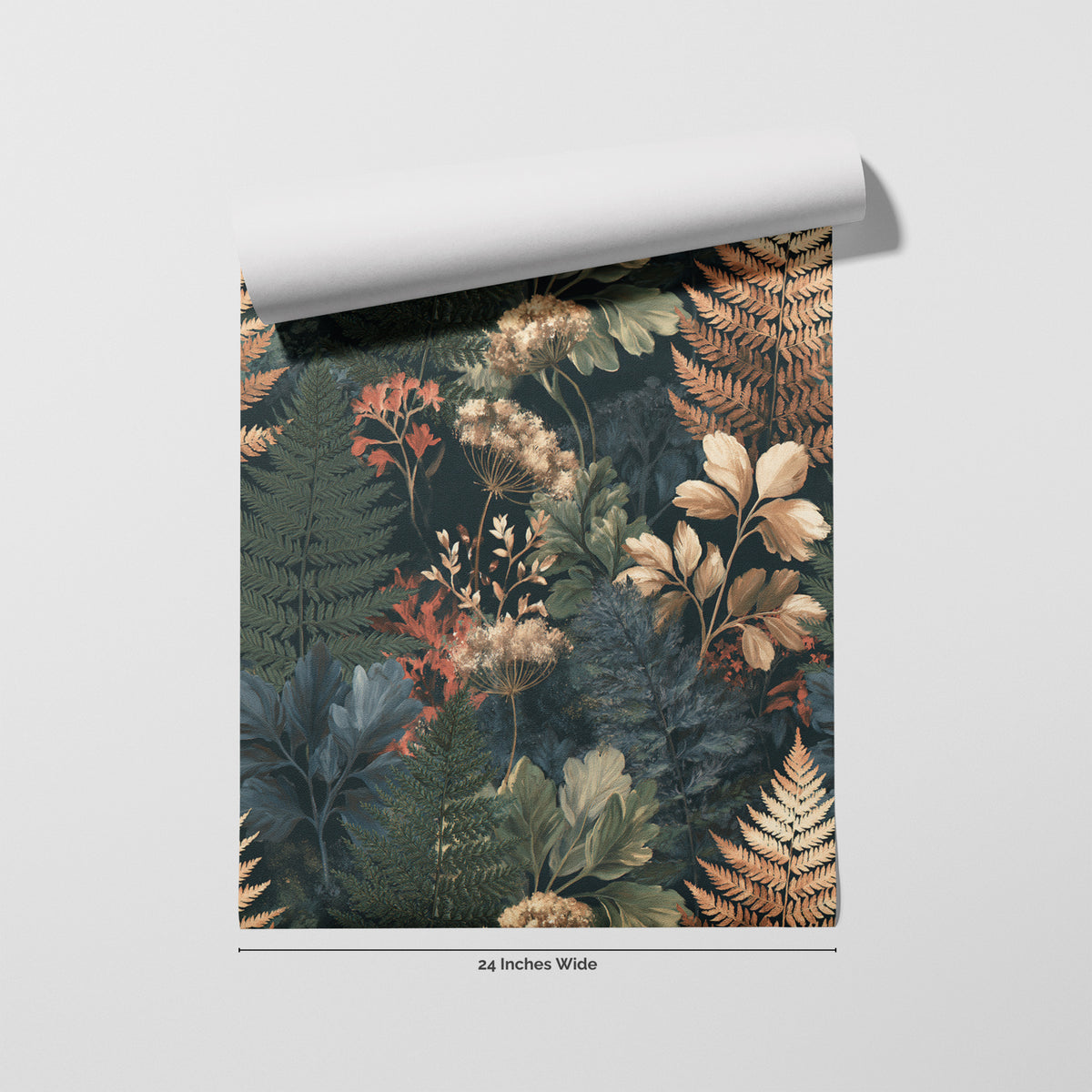 Blush Fernery wallpaper roll, 24 inches wide