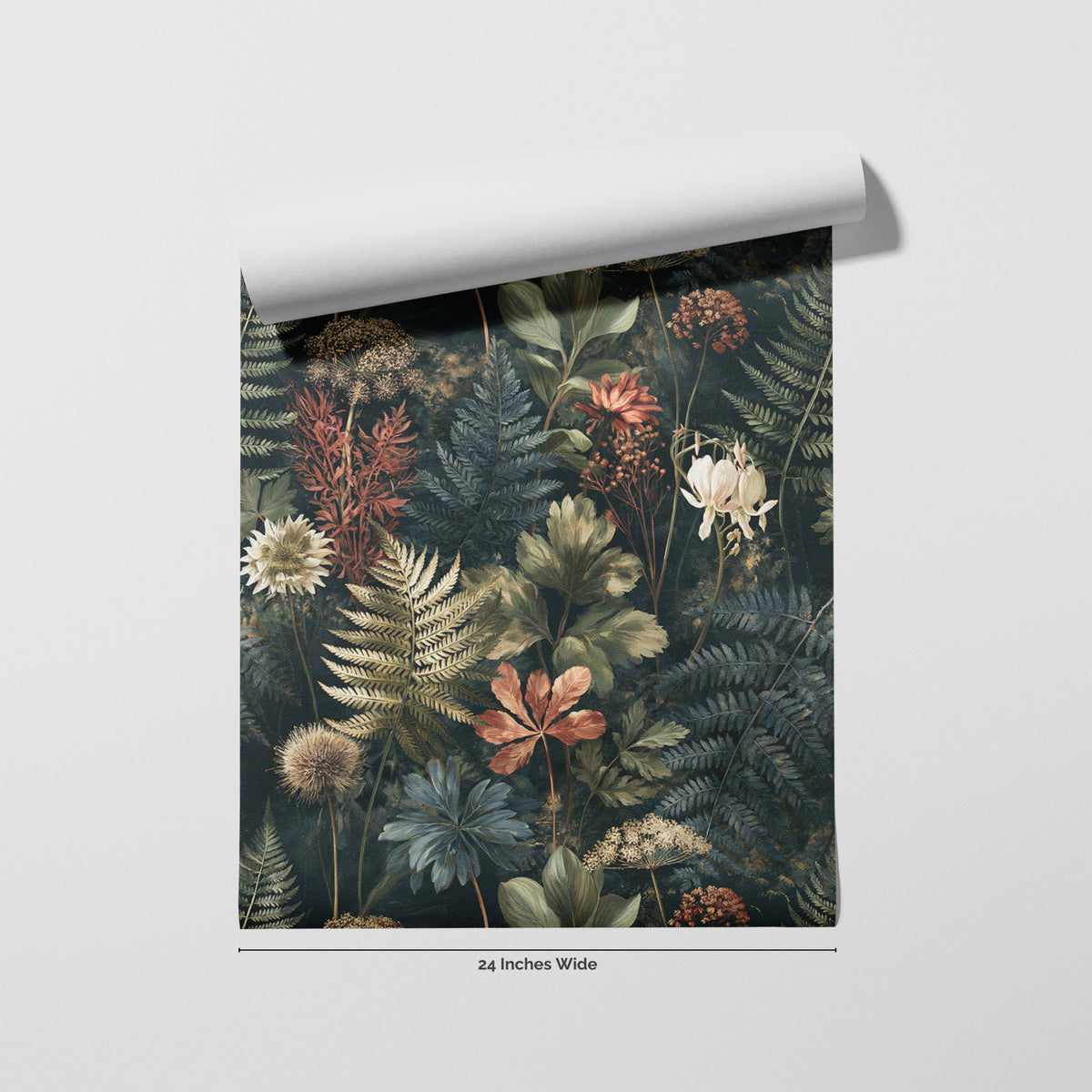 Moonlit Fernery wallpaper roll, 24 inches wide